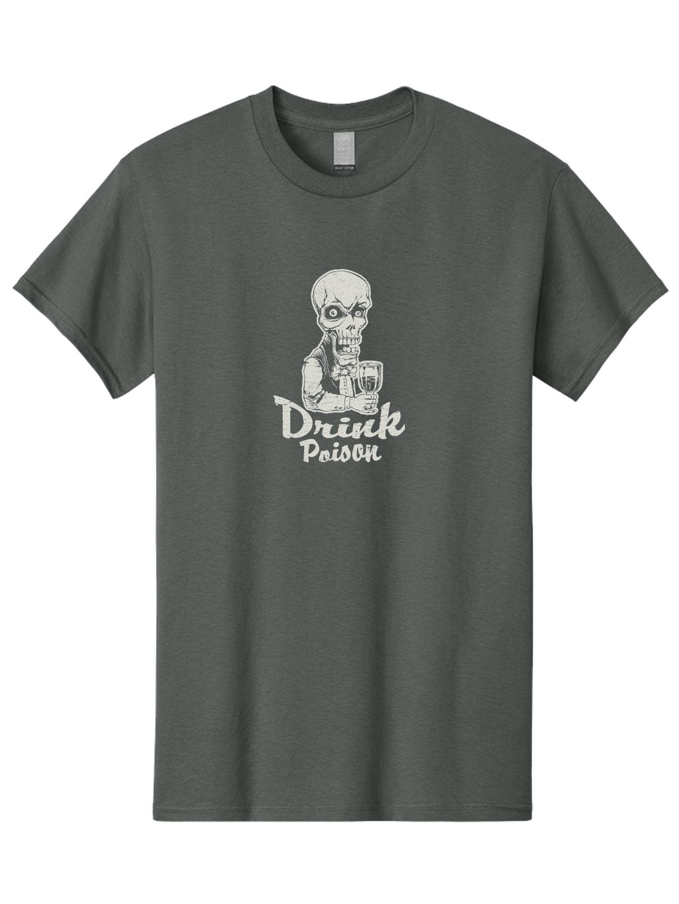 Drink-Poison Men'S Graphic Tee, 100% Cotton, Comfortable Casual Summer Wear, Machine Washable, Skeleton Holding A Glass, Dark Humor, Toxic Drink, Skull Character, Gothic Illustration, Grunge Style, Creepy Design, Poison Warning, Skull Artwork, Aab968 15
