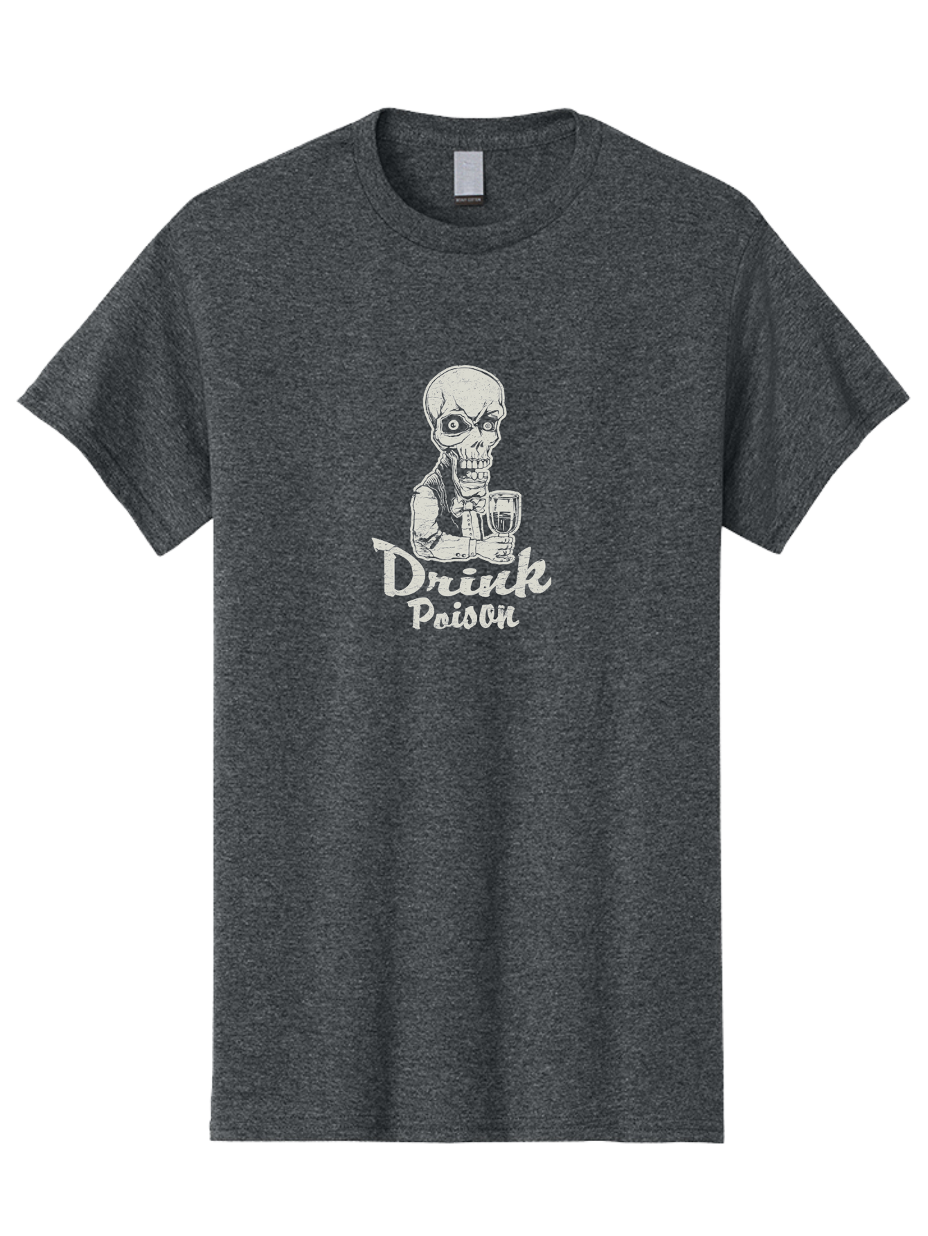 Drink-Poison Men'S Graphic Tee, 100% Cotton, Comfortable Casual Summer Wear, Machine Washable, Skeleton Holding A Glass, Dark Humor, Toxic Drink, Skull Character, Gothic Illustration, Grunge Style, Creepy Design, Poison Warning, Skull Artwork, Aab968 29
