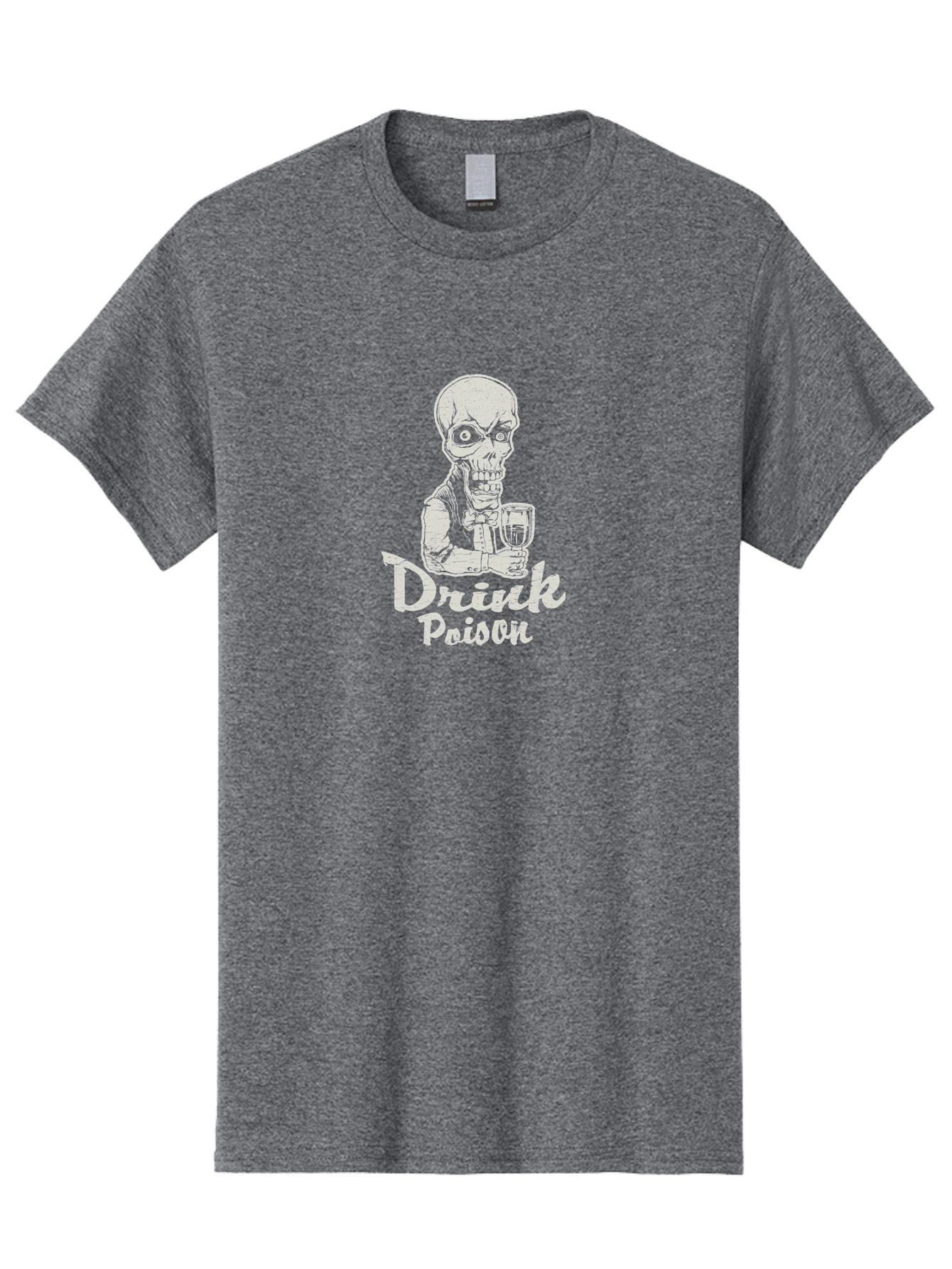 Drink-Poison Men'S Graphic Tee, 100% Cotton, Comfortable Casual Summer Wear, Machine Washable, Skeleton Holding A Glass, Dark Humor, Toxic Drink, Skull Character, Gothic Illustration, Grunge Style, Creepy Design, Poison Warning, Skull Artwork, Aab968 23