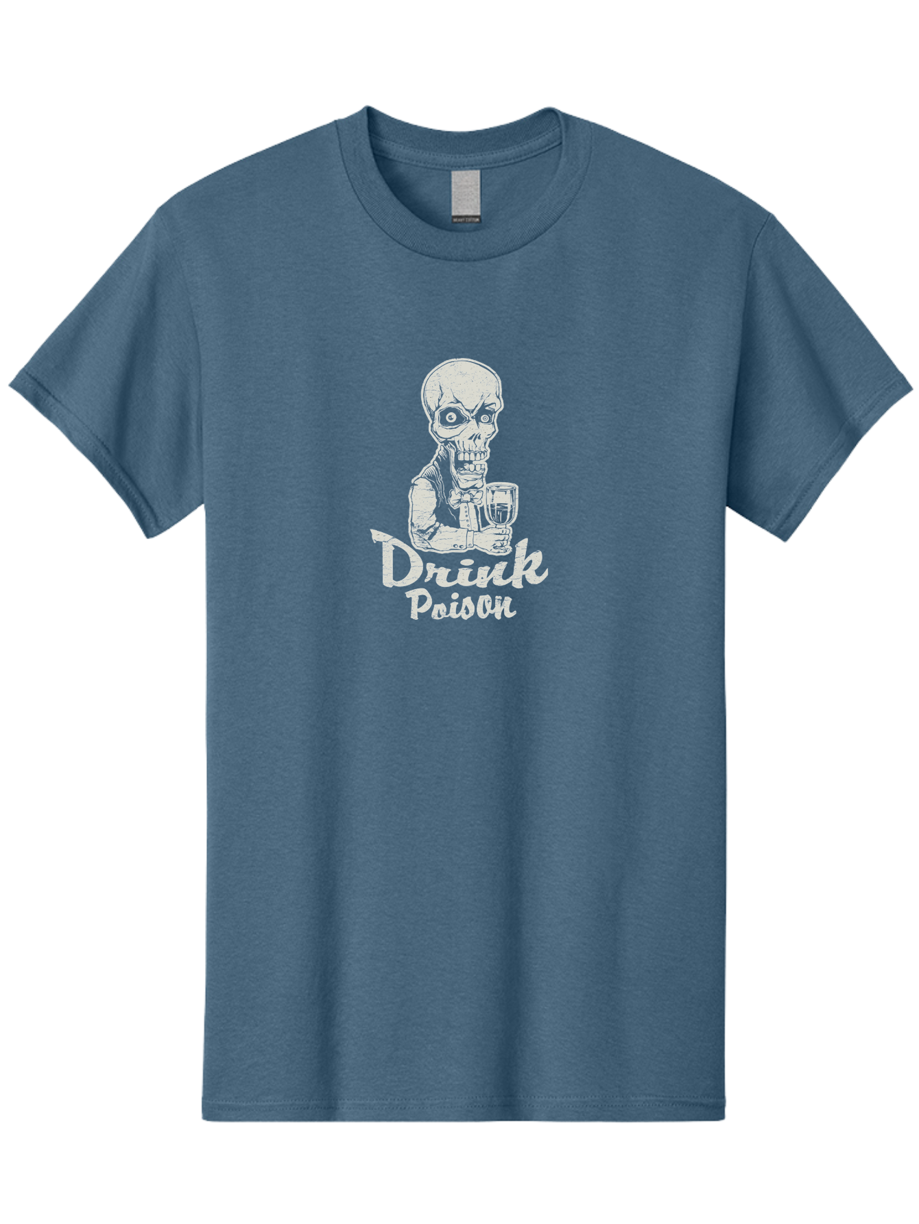 Drink-Poison Men'S Graphic Tee, 100% Cotton, Comfortable Casual Summer Wear, Machine Washable, Skeleton Holding A Glass, Dark Humor, Toxic Drink, Skull Character, Gothic Illustration, Grunge Style, Creepy Design, Poison Warning, Skull Artwork, Aab968 3