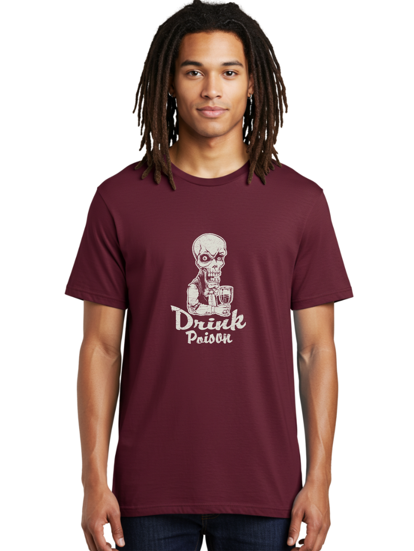 Drink-Poison Men'S Graphic Tee, 100% Cotton, Comfortable Casual Summer Wear, Machine Washable, Skeleton Holding A Glass, Dark Humor, Toxic Drink, Skull Character, Gothic Illustration, Grunge Style, Creepy Design, Poison Warning, Skull Artwork, Aab968 18