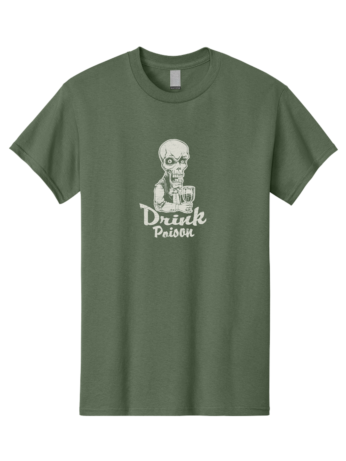 Drink-Poison Men'S Graphic Tee, 100% Cotton, Comfortable Casual Summer Wear, Machine Washable, Skeleton Holding A Glass, Dark Humor, Toxic Drink, Skull Character, Gothic Illustration, Grunge Style, Creepy Design, Poison Warning, Skull Artwork, Aab968 27