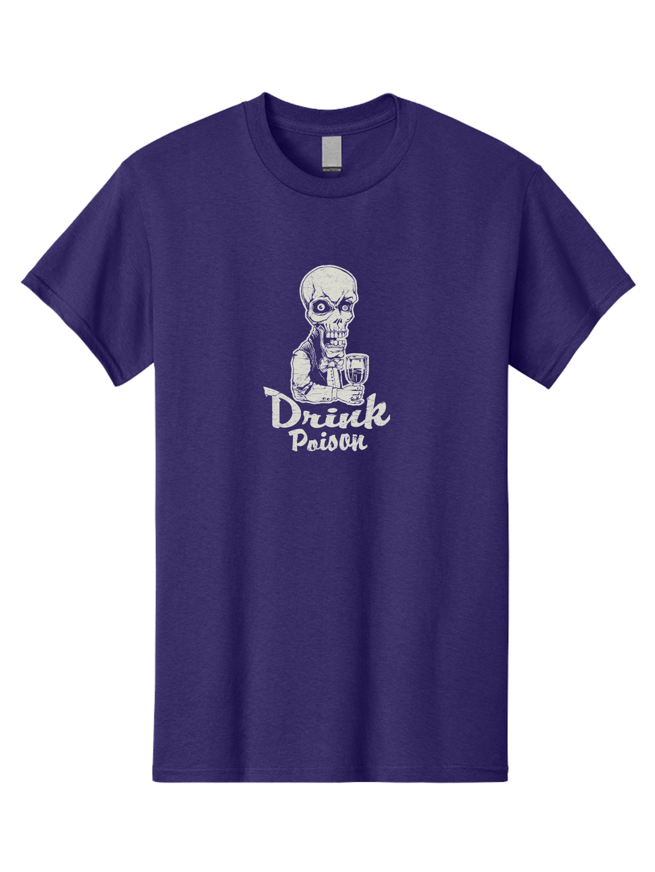Drink-Poison Men'S Graphic Tee, 100% Cotton, Comfortable Casual Summer Wear, Machine Washable, Skeleton Holding A Glass, Dark Humor, Toxic Drink, Skull Character, Gothic Illustration, Grunge Style, Creepy Design, Poison Warning, Skull Artwork, Aab968 21