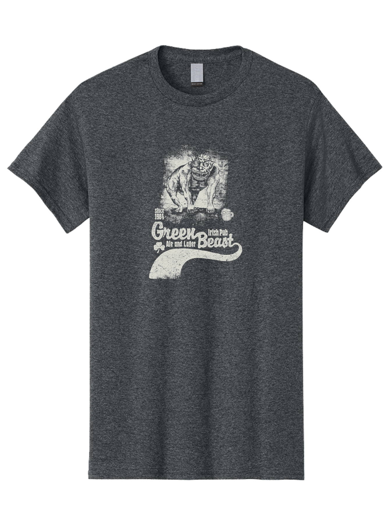Green-Beast-Irish-Pub Men'S Graphic Tee, 100% Cotton, Comfortable Casual Summer Wear, Machine Washable, Irish Pub, Monster Drawing, Ale And Lager, Beer Mug, Since 1984, Four-Leaf Clover, Bar Signage, Pub Decor, Irish Heritage Aab969 17