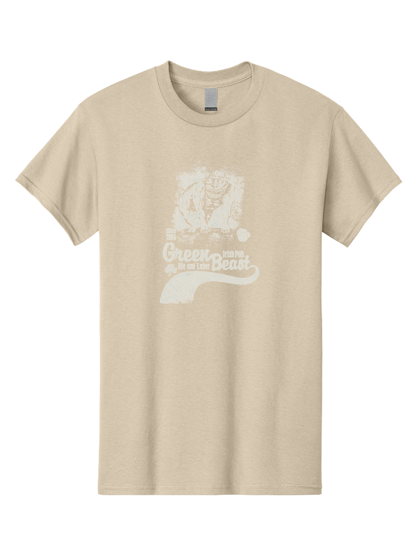 Green-Beast-Irish-Pub Men'S Graphic Tee, 100% Cotton, Comfortable Casual Summer Wear, Machine Washable, Irish Pub, Monster Drawing, Ale And Lager, Beer Mug, Since 1984, Four-Leaf Clover, Bar Signage, Pub Decor, Irish Heritage Aab969 13