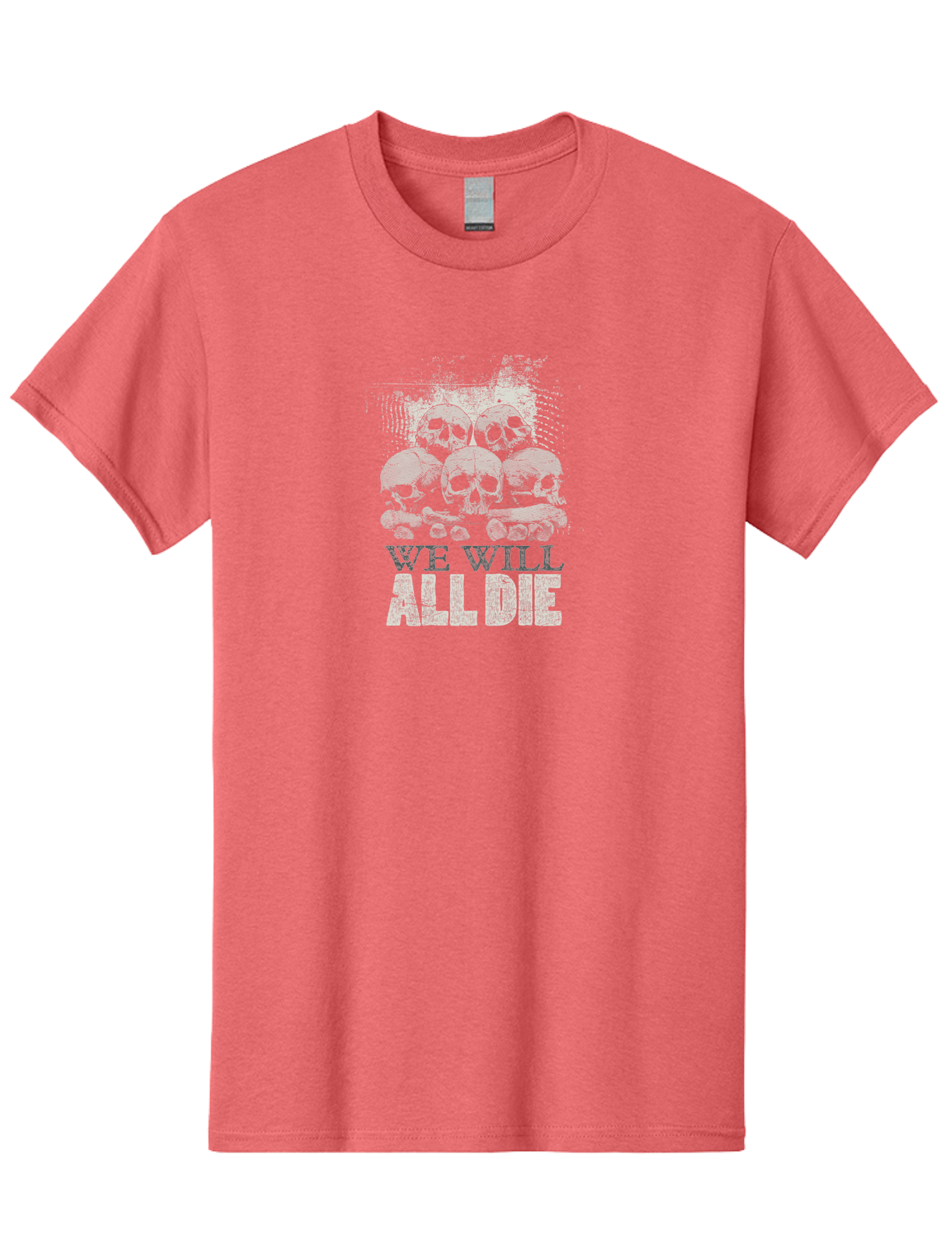 We-Will-All-Die Men'S Graphic Tee, 100% Cotton, Comfortable Casual Summer Wear, Machine Washable, Skull Pile, Human Skulls, Mortality Symbol, Death Theme, Grunge Style, Dark Art, Gothic Illustration, Skulls And Bones, We Will All Die Aab971 15