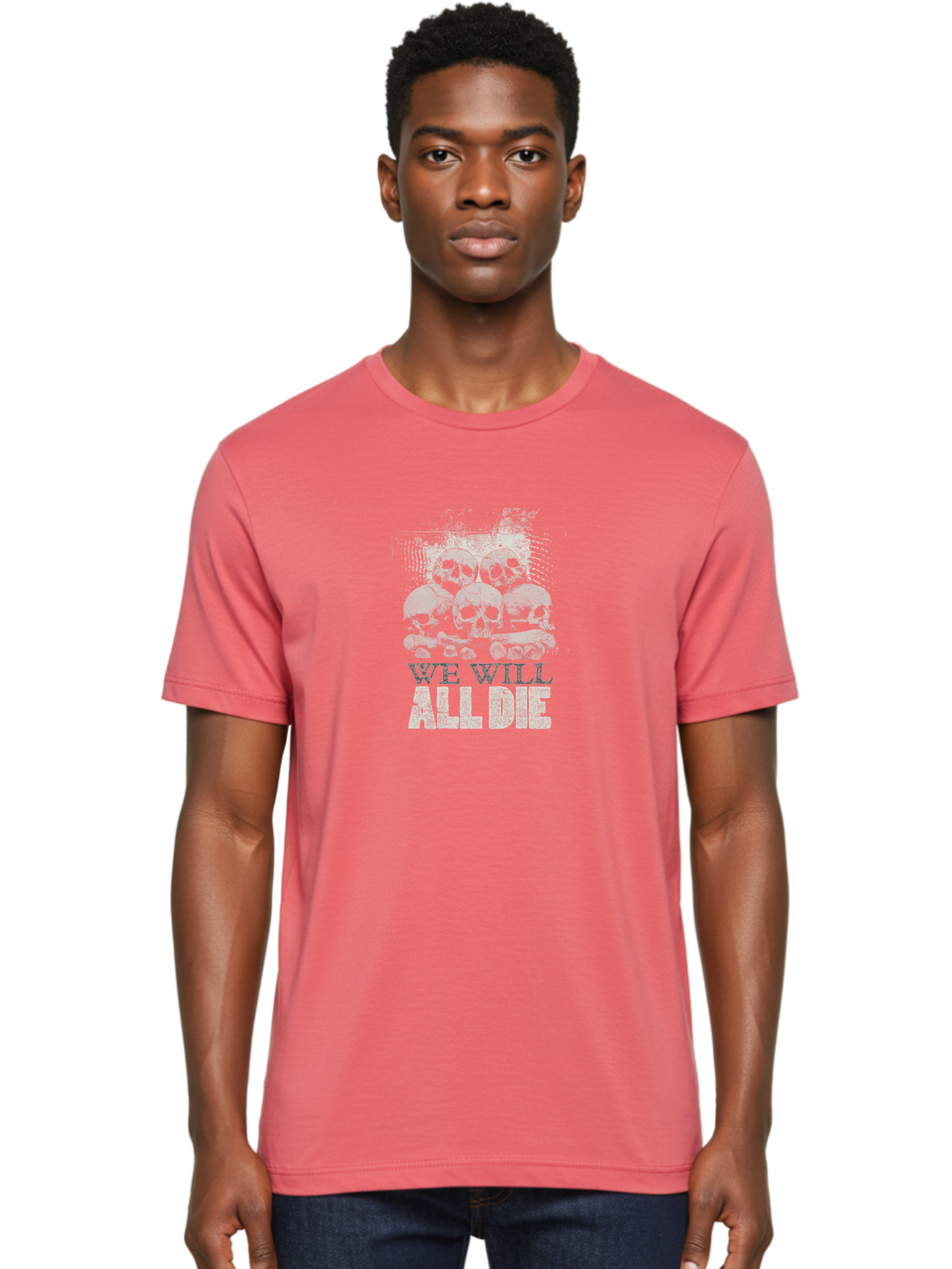 We-Will-All-Die Men'S Graphic Tee, 100% Cotton, Comfortable Casual Summer Wear, Machine Washable, Skull Pile, Human Skulls, Mortality Symbol, Death Theme, Grunge Style, Dark Art, Gothic Illustration, Skulls And Bones, We Will All Die Aab971 16