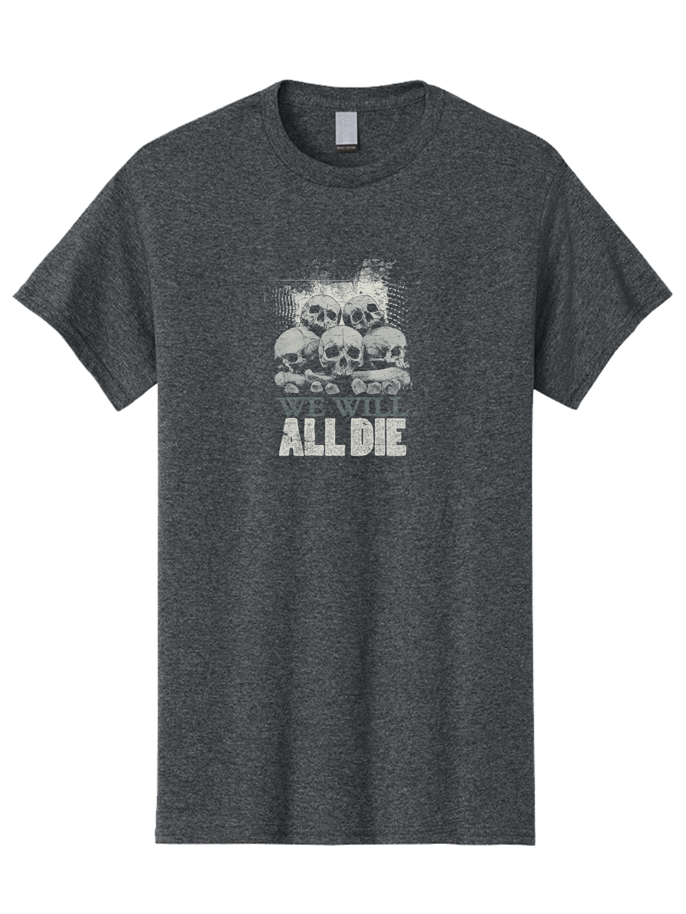 We-Will-All-Die Men'S Graphic Tee, 100% Cotton, Comfortable Casual Summer Wear, Machine Washable, Skull Pile, Human Skulls, Mortality Symbol, Death Theme, Grunge Style, Dark Art, Gothic Illustration, Skulls And Bones, We Will All Die Aab971 17