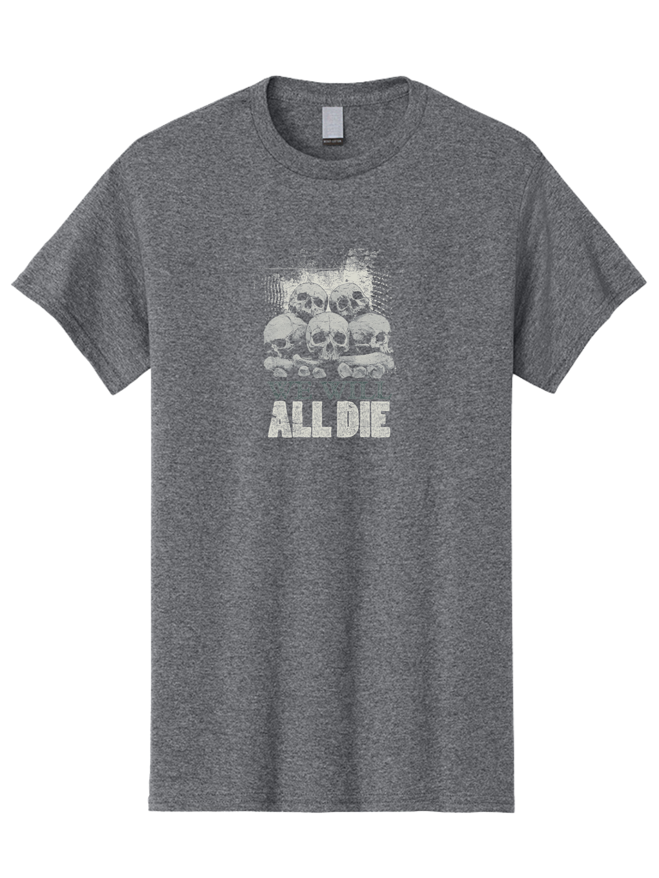 We-Will-All-Die Men'S Graphic Tee, 100% Cotton, Comfortable Casual Summer Wear, Machine Washable, Skull Pile, Human Skulls, Mortality Symbol, Death Theme, Grunge Style, Dark Art, Gothic Illustration, Skulls And Bones, We Will All Die Aab971 21