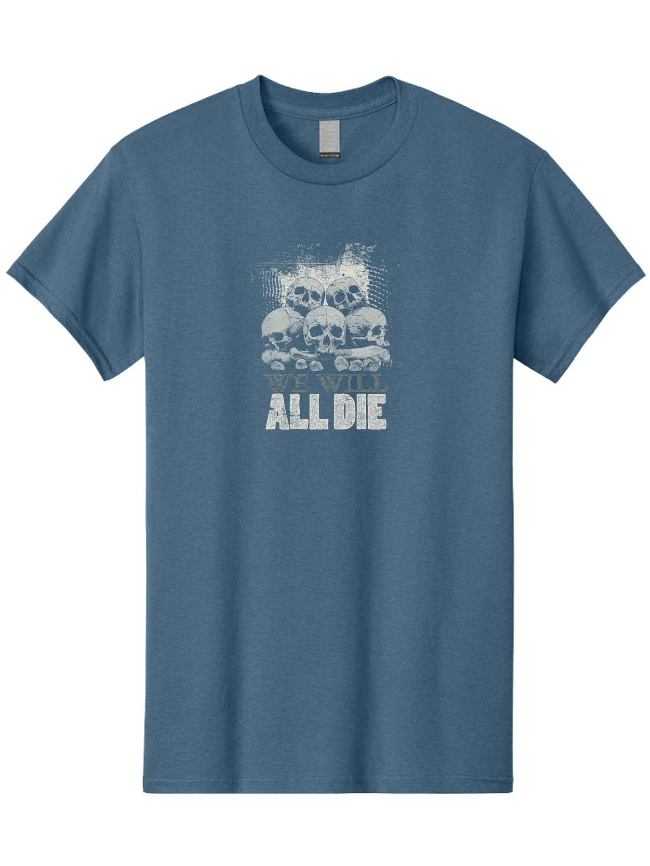 We-Will-All-Die Men'S Graphic Tee, 100% Cotton, Comfortable Casual Summer Wear, Machine Washable, Skull Pile, Human Skulls, Mortality Symbol, Death Theme, Grunge Style, Dark Art, Gothic Illustration, Skulls And Bones, We Will All Die Aab971 5