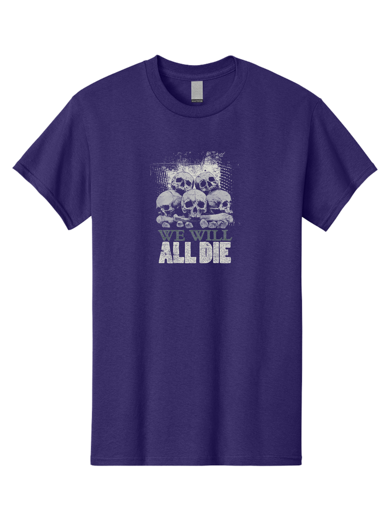 We-Will-All-Die Men'S Graphic Tee, 100% Cotton, Comfortable Casual Summer Wear, Machine Washable, Skull Pile, Human Skulls, Mortality Symbol, Death Theme, Grunge Style, Dark Art, Gothic Illustration, Skulls And Bones, We Will All Die Aab971 25