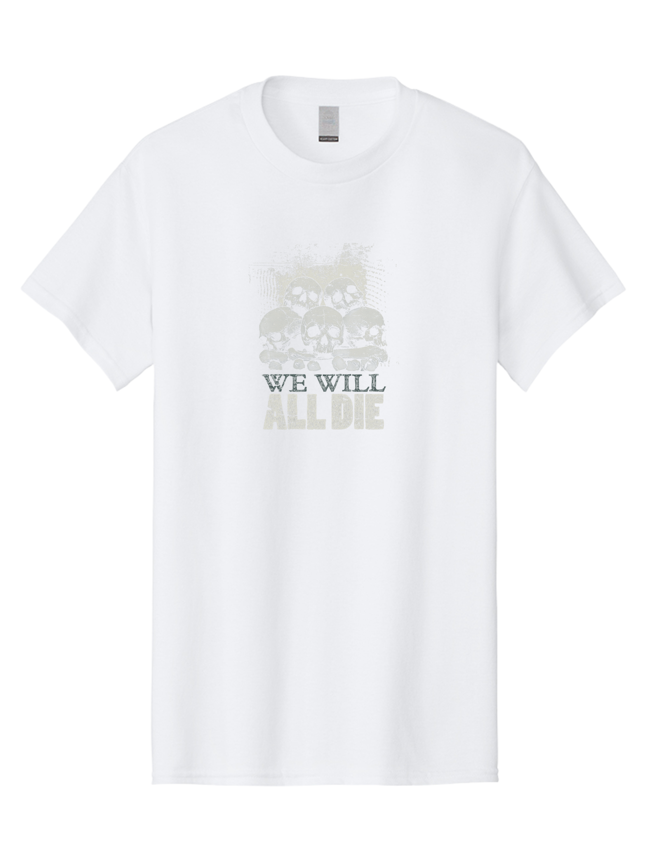 We-Will-All-Die Men'S Graphic Tee, 100% Cotton, Comfortable Casual Summer Wear, Machine Washable, Skull Pile, Human Skulls, Mortality Symbol, Death Theme, Grunge Style, Dark Art, Gothic Illustration, Skulls And Bones, We Will All Die Aab971 19