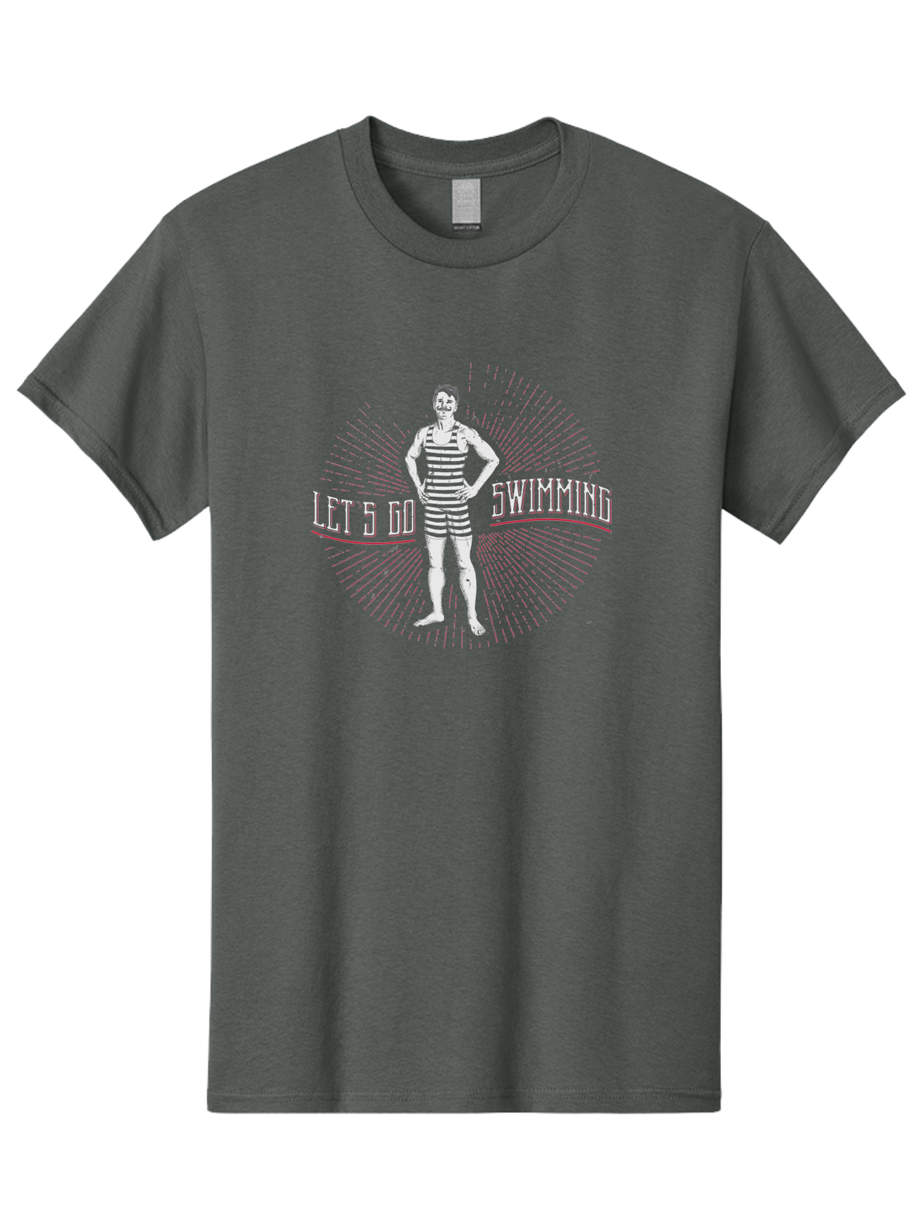 Let-Go-Swimming Men'S Graphic Tee, 100% Cotton, Comfortable Casual Summer Wear, Machine Washable, Vintage Swimmer, Striped Swimsuit, Retro Style, Competitive Swimming, Let 5 Go Swimming, Swimmer Portrait, Old School Swim, Striped Costume Aab972 15