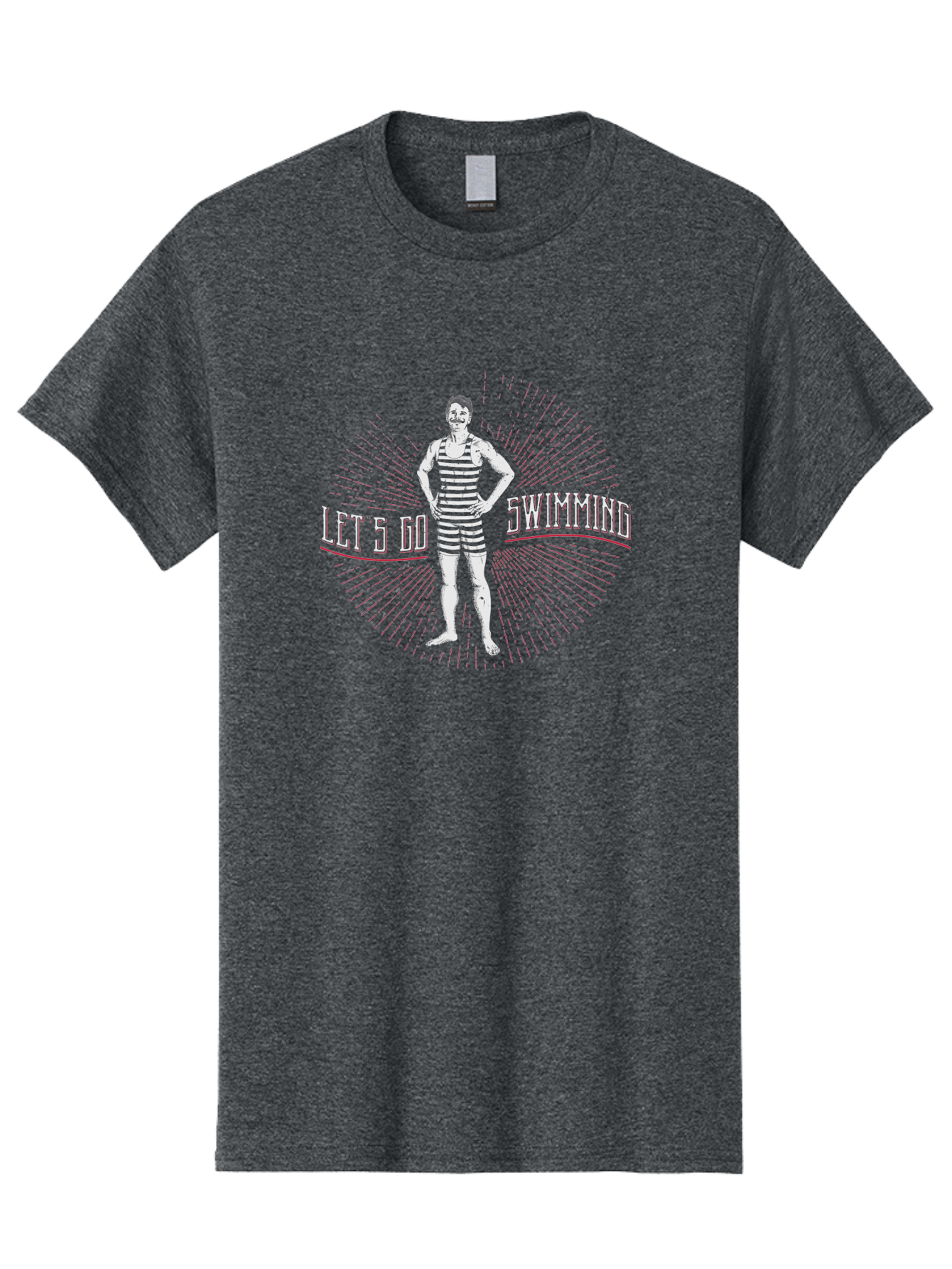 Let-Go-Swimming Men'S Graphic Tee, 100% Cotton, Comfortable Casual Summer Wear, Machine Washable, Vintage Swimmer, Striped Swimsuit, Retro Style, Competitive Swimming, Let 5 Go Swimming, Swimmer Portrait, Old School Swim, Striped Costume Aab972 3