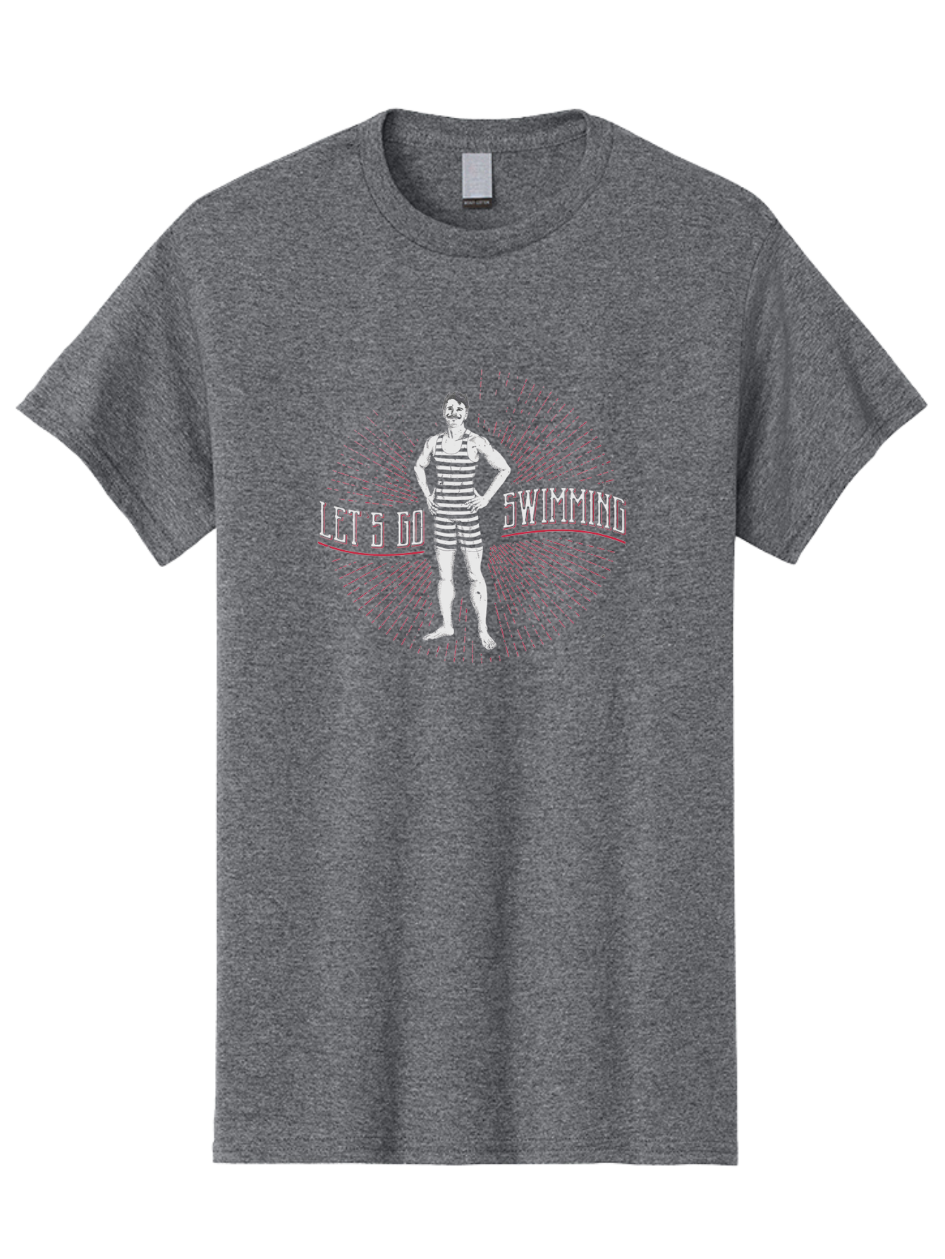 Let-Go-Swimming Men'S Graphic Tee, 100% Cotton, Comfortable Casual Summer Wear, Machine Washable, Vintage Swimmer, Striped Swimsuit, Retro Style, Competitive Swimming, Let 5 Go Swimming, Swimmer Portrait, Old School Swim, Striped Costume Aab972 1