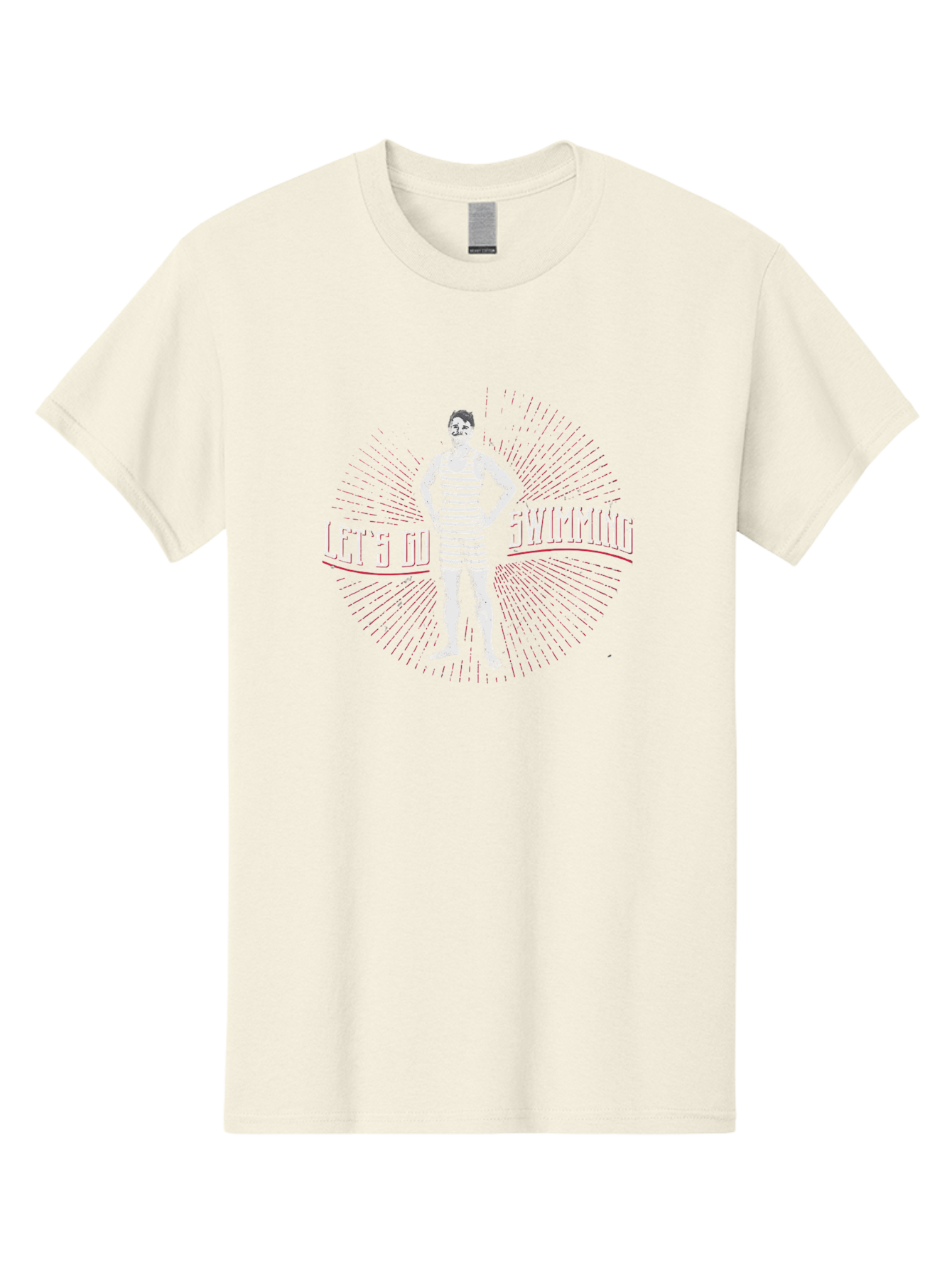 Let-Go-Swimming Men'S Graphic Tee, 100% Cotton, Comfortable Casual Summer Wear, Machine Washable, Vintage Swimmer, Striped Swimsuit, Retro Style, Competitive Swimming, Let 5 Go Swimming, Swimmer Portrait, Old School Swim, Striped Costume Aab972 13