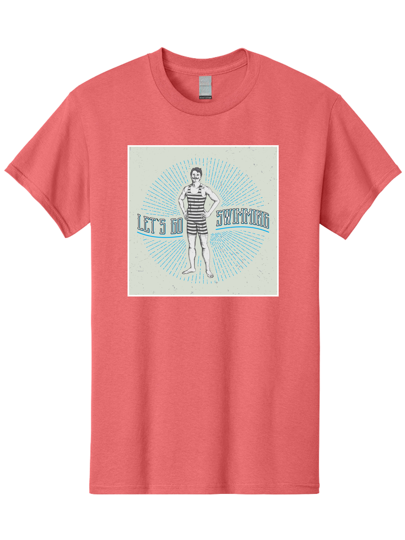 Let-S-Go-Swimming Men'S Graphic Tee, 100% Cotton, Comfortable Casual Summer Wear, Machine Washable, Vintage Swimmer, Retro Style, Black And White Stripes, Swimming Costume, Aquatic Activities, Water Sports, Nostalgic Design, Classic Swimwear, Aab973 29