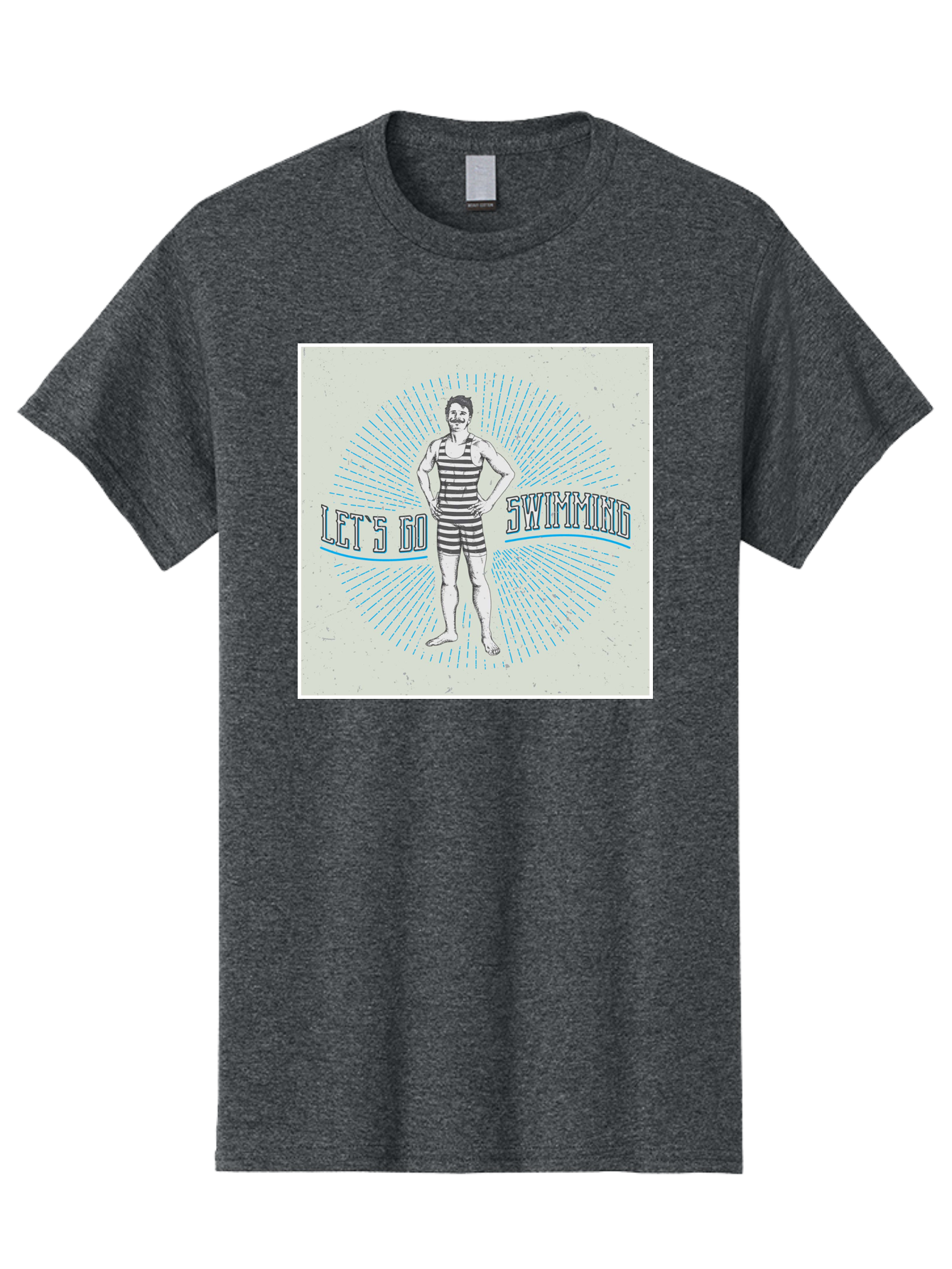 Let-S-Go-Swimming Men'S Graphic Tee, 100% Cotton, Comfortable Casual Summer Wear, Machine Washable, Vintage Swimmer, Retro Style, Black And White Stripes, Swimming Costume, Aquatic Activities, Water Sports, Nostalgic Design, Classic Swimwear, Aab973 5