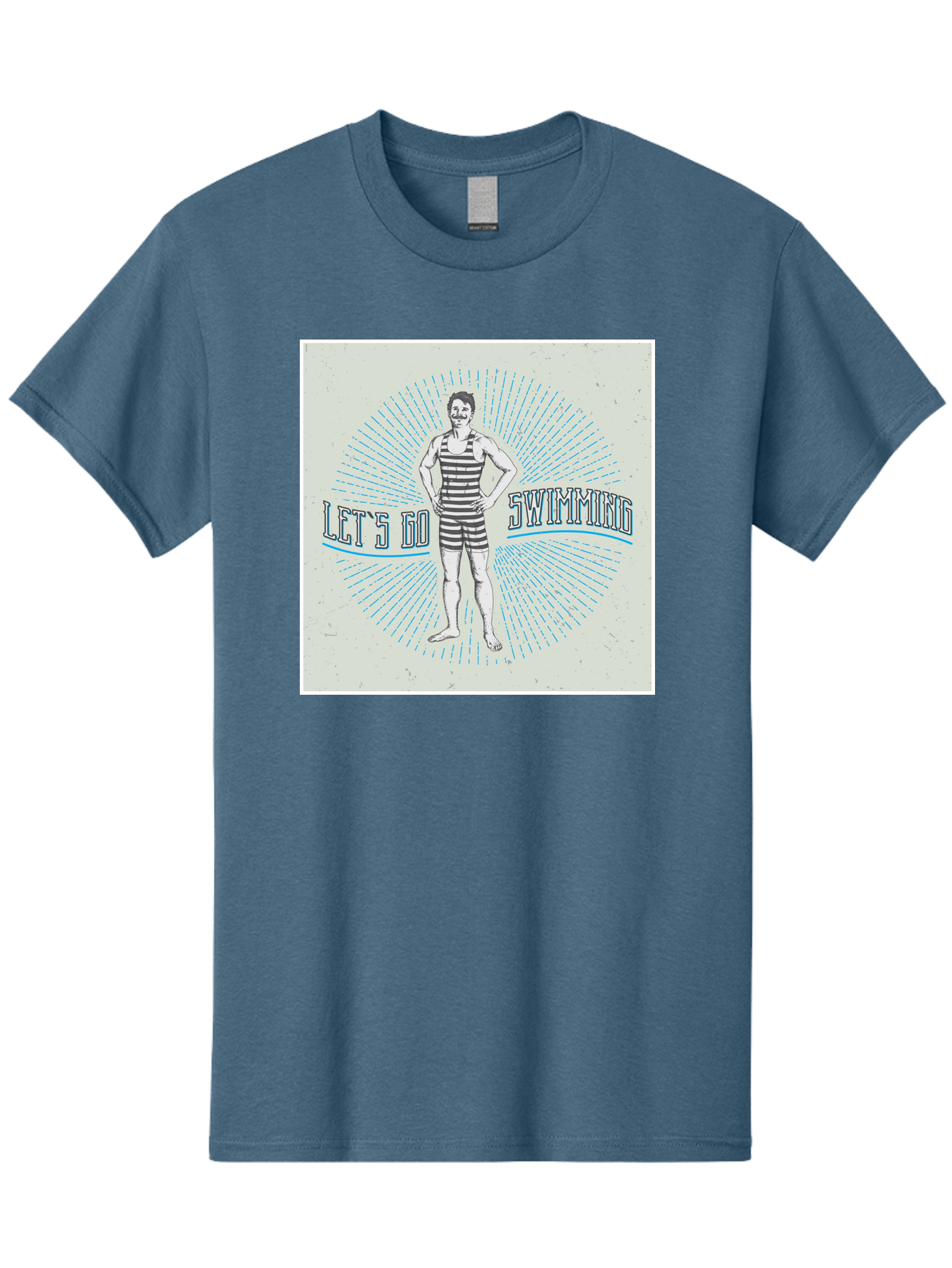 Let-S-Go-Swimming Men'S Graphic Tee, 100% Cotton, Comfortable Casual Summer Wear, Machine Washable, Vintage Swimmer, Retro Style, Black And White Stripes, Swimming Costume, Aquatic Activities, Water Sports, Nostalgic Design, Classic Swimwear, Aab973 27