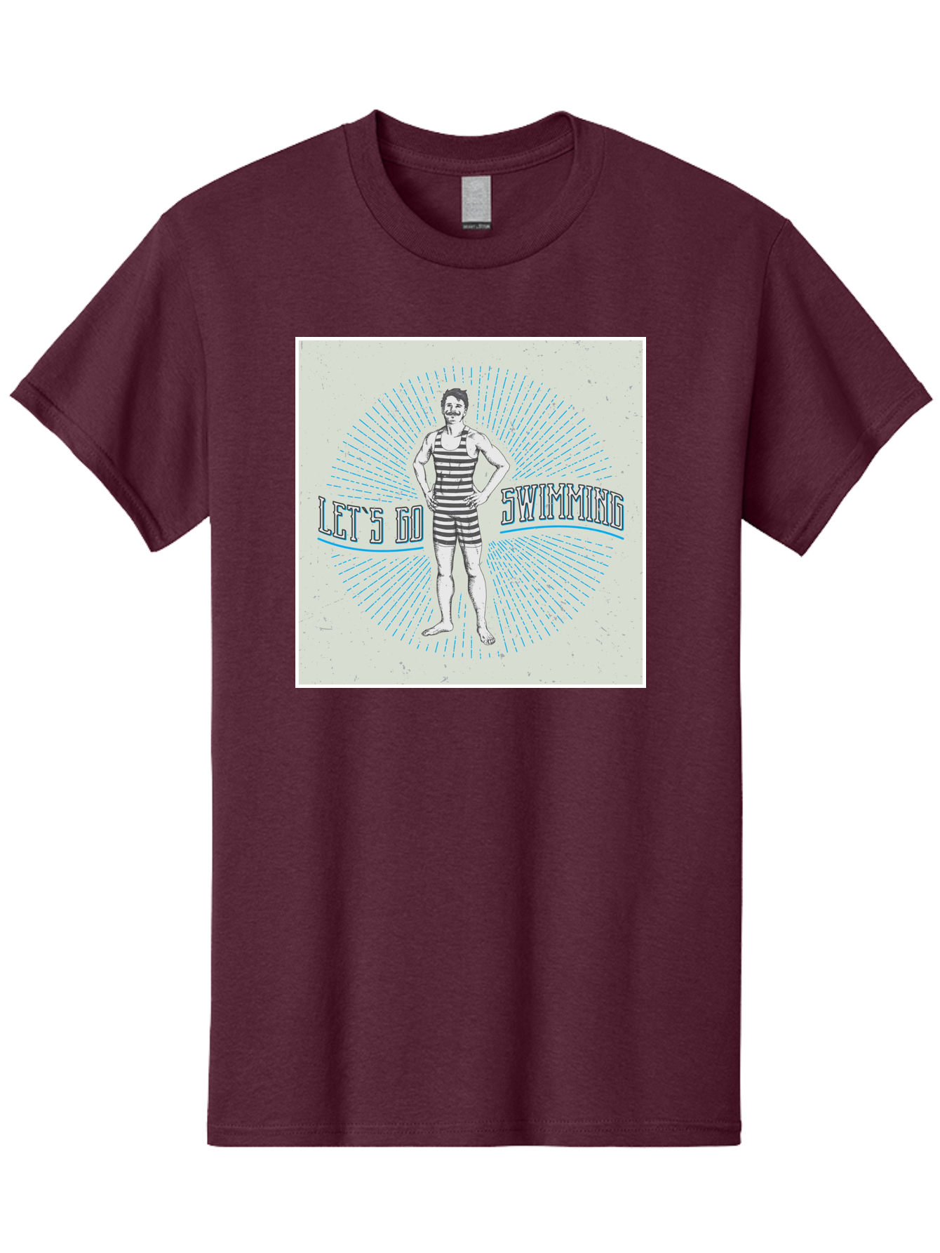 Let-S-Go-Swimming Men'S Graphic Tee, 100% Cotton, Comfortable Casual Summer Wear, Machine Washable, Vintage Swimmer, Retro Style, Black And White Stripes, Swimming Costume, Aquatic Activities, Water Sports, Nostalgic Design, Classic Swimwear, Aab973 13