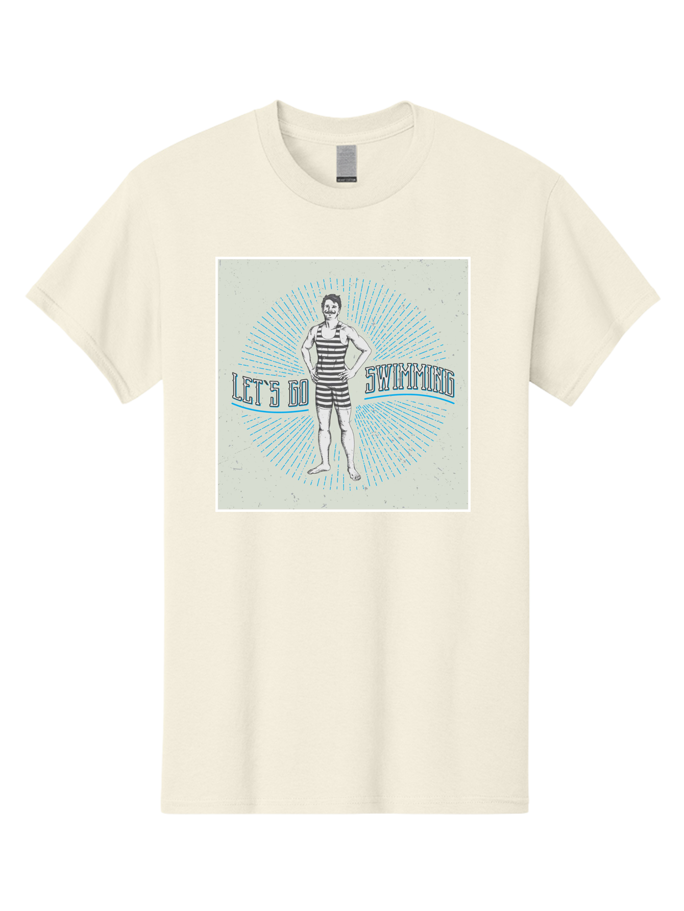 Let-S-Go-Swimming Men'S Graphic Tee, 100% Cotton, Comfortable Casual Summer Wear, Machine Washable, Vintage Swimmer, Retro Style, Black And White Stripes, Swimming Costume, Aquatic Activities, Water Sports, Nostalgic Design, Classic Swimwear, Aab973 21