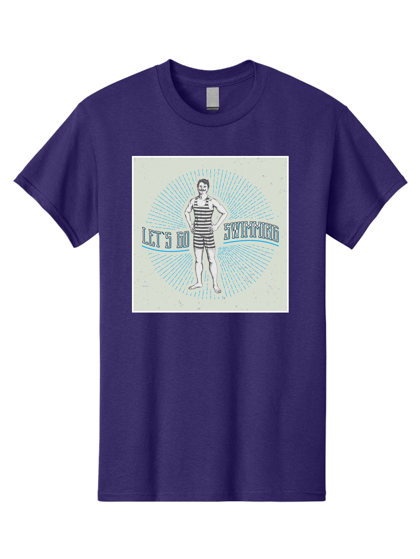 Let-S-Go-Swimming Men'S Graphic Tee, 100% Cotton, Comfortable Casual Summer Wear, Machine Washable, Vintage Swimmer, Retro Style, Black And White Stripes, Swimming Costume, Aquatic Activities, Water Sports, Nostalgic Design, Classic Swimwear, Aab973 23