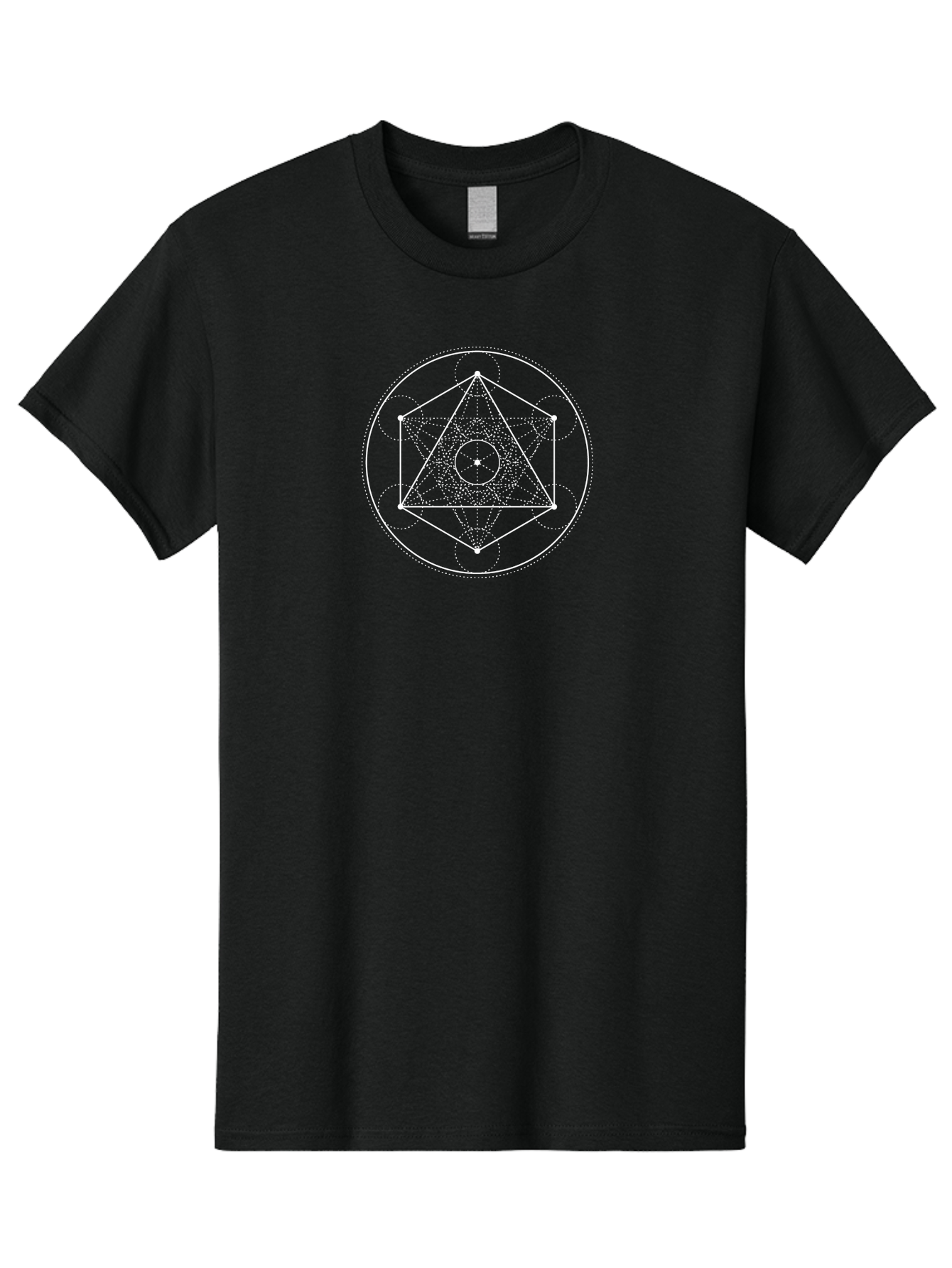 Geometric-Shape-2 Men'S Graphic Tee, 100% Cotton, Comfortable Casual Summer Wear, Machine Washable, Sacred Geometry, Geometric Shapes, Triangle, Circle, Spiritual Symbols, Mystical Patterns, White Lines, Dotted Lines, Spiritual Significance, Aab984 19