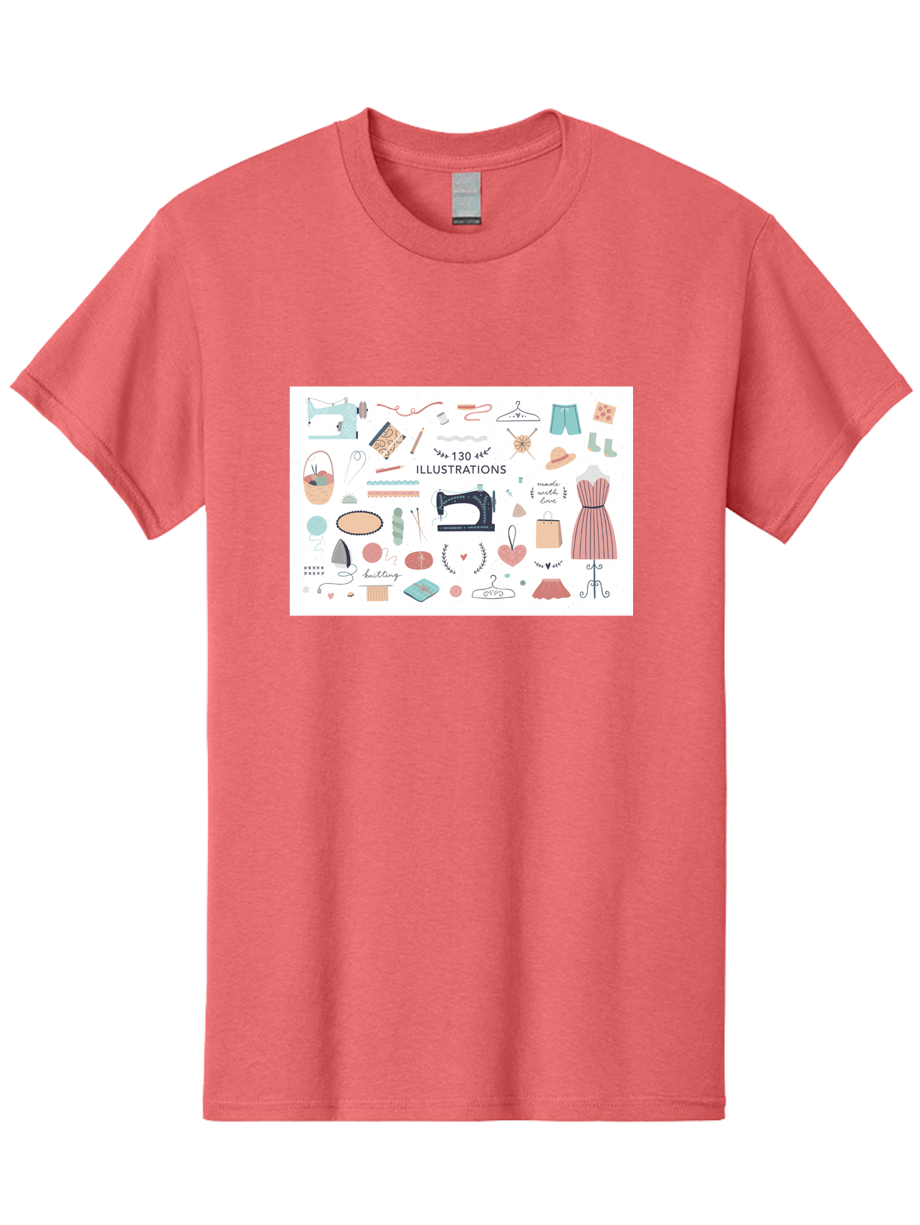 130-Illustrations Men'S Graphic Tee, 100% Cotton, Comfortable Casual Summer Wear, Machine Washable, Sewing Machine, Knitting Needles, Thread, Scissors, Clothes Hangers, Fashion Accessories, Diy Crafts, Handmade Clothing, 130 Illustrations, Aab997 11