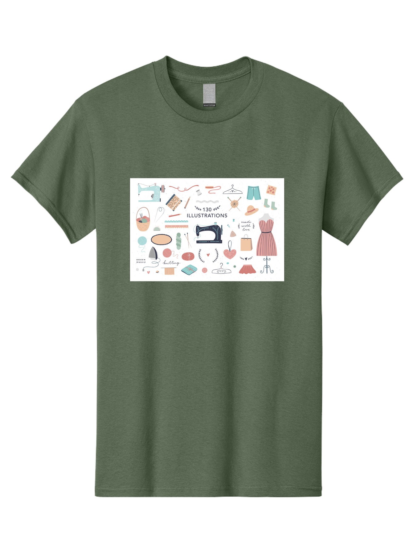 130-Illustrations Men'S Graphic Tee, 100% Cotton, Comfortable Casual Summer Wear, Machine Washable, Sewing Machine, Knitting Needles, Thread, Scissors, Clothes Hangers, Fashion Accessories, Diy Crafts, Handmade Clothing, 130 Illustrations, Aab997 27