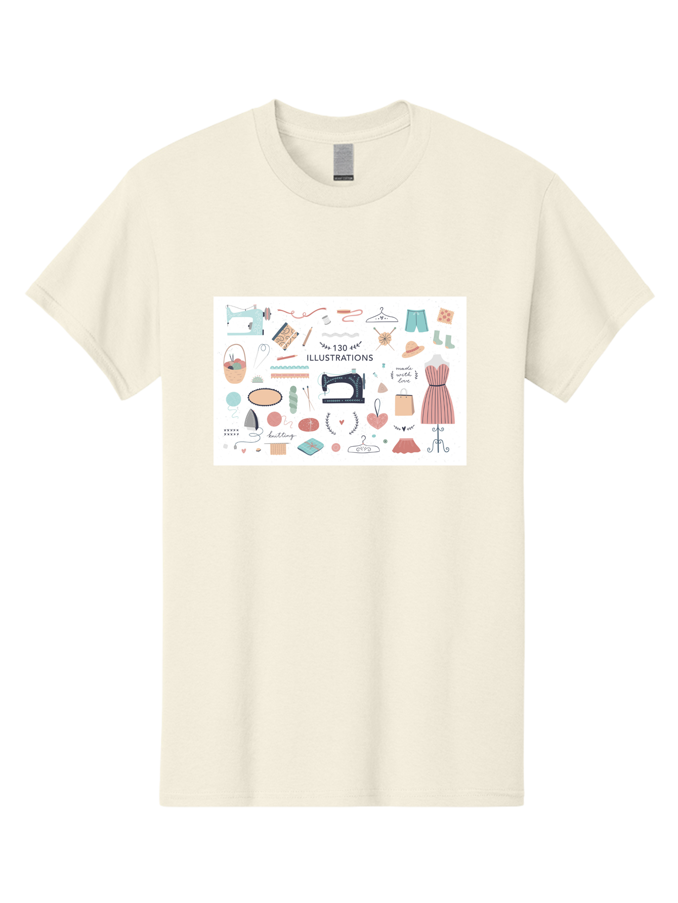 130-Illustrations Men'S Graphic Tee, 100% Cotton, Comfortable Casual Summer Wear, Machine Washable, Sewing Machine, Knitting Needles, Thread, Scissors, Clothes Hangers, Fashion Accessories, Diy Crafts, Handmade Clothing, 130 Illustrations, Aab997 29