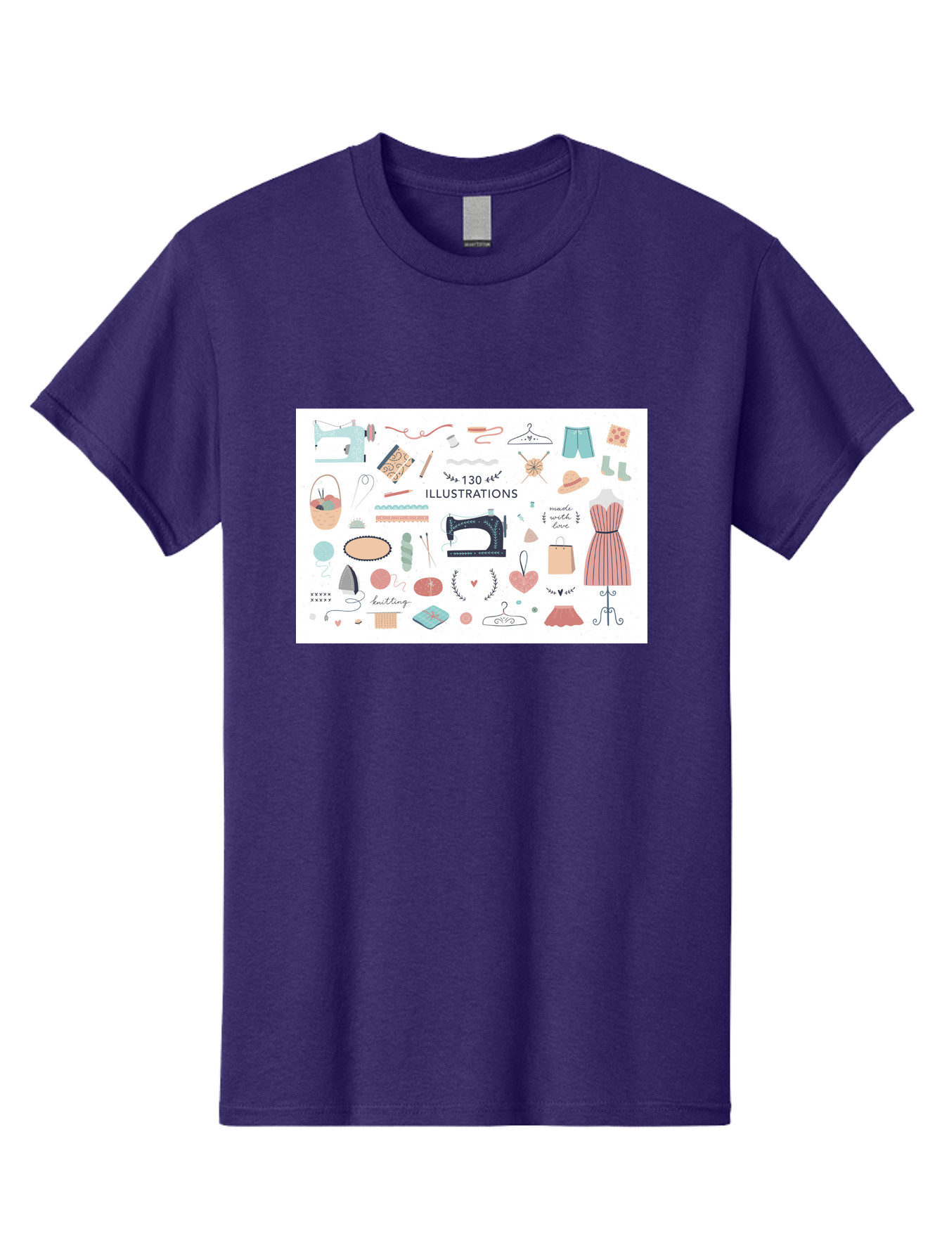 130-Illustrations Men'S Graphic Tee, 100% Cotton, Comfortable Casual Summer Wear, Machine Washable, Sewing Machine, Knitting Needles, Thread, Scissors, Clothes Hangers, Fashion Accessories, Diy Crafts, Handmade Clothing, 130 Illustrations, Aab997 17