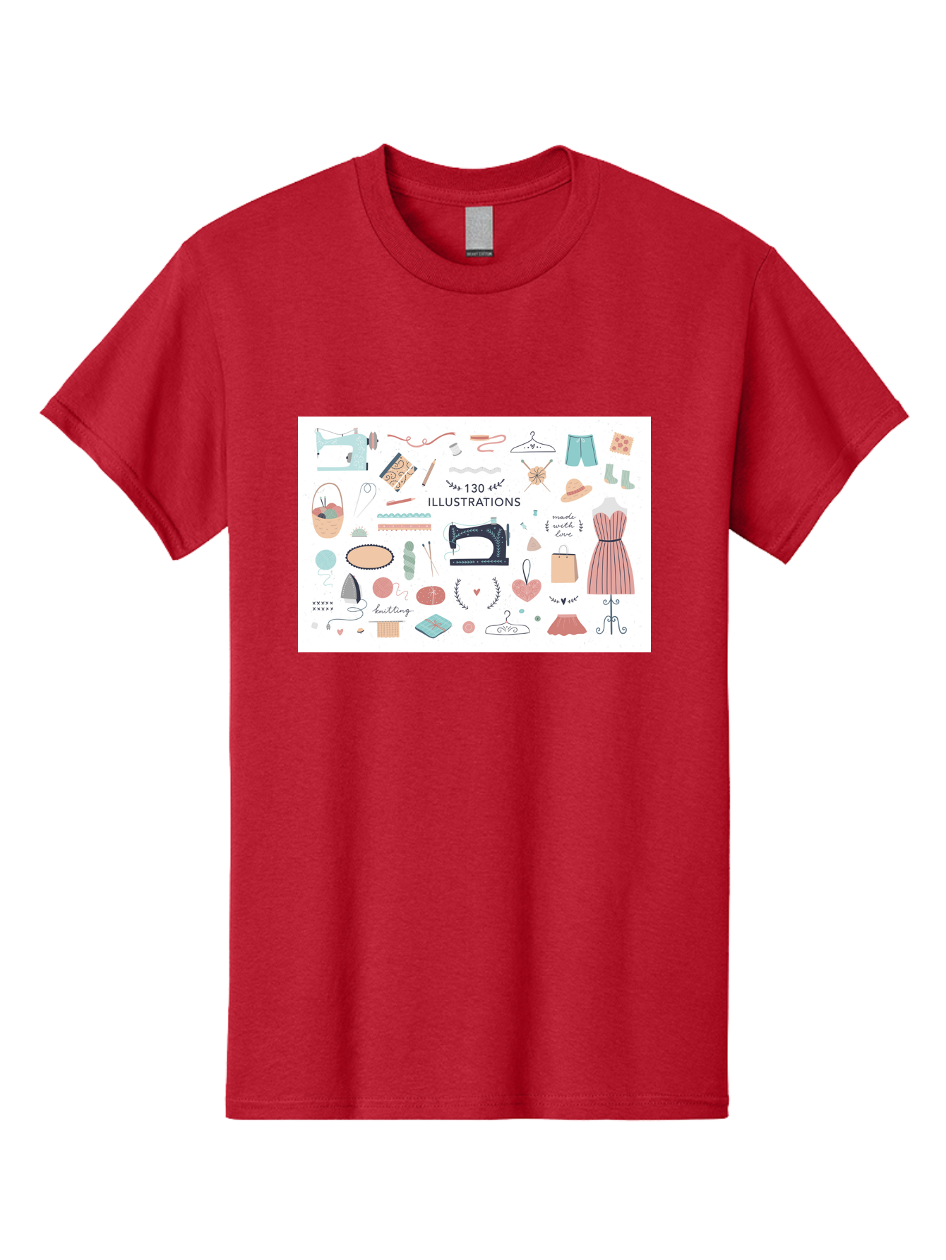 130-Illustrations Men'S Graphic Tee, 100% Cotton, Comfortable Casual Summer Wear, Machine Washable, Sewing Machine, Knitting Needles, Thread, Scissors, Clothes Hangers, Fashion Accessories, Diy Crafts, Handmade Clothing, 130 Illustrations, Aab997 5