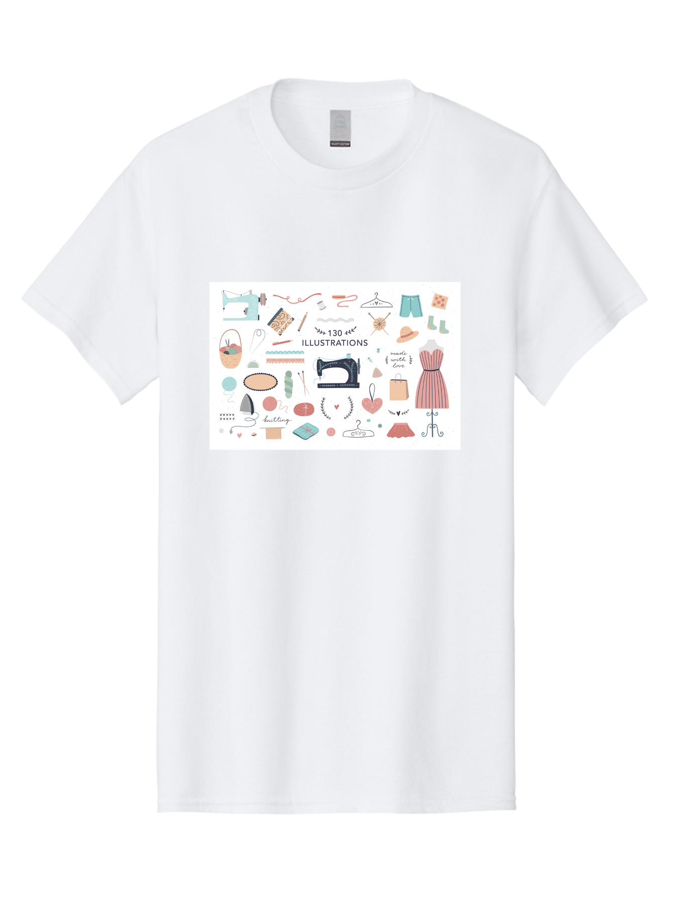 130-Illustrations Men'S Graphic Tee, 100% Cotton, Comfortable Casual Summer Wear, Machine Washable, Sewing Machine, Knitting Needles, Thread, Scissors, Clothes Hangers, Fashion Accessories, Diy Crafts, Handmade Clothing, 130 Illustrations, Aab997 15