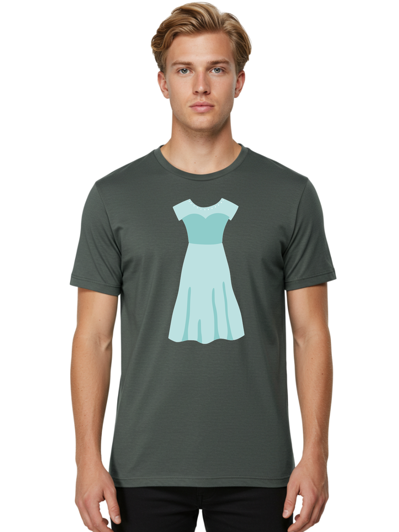 Baby-Blue-Sweetheart-Dress Men'S Graphic Tee, 100% Cotton, Comfortable Casual Summer Wear, Machine Washable, Simple Dress, Sweetheart Neckline, Short Sleeves, Knee-Length Dress, Minimalist Fashion, Simple Elegance, Feminine Style, Aab999 8