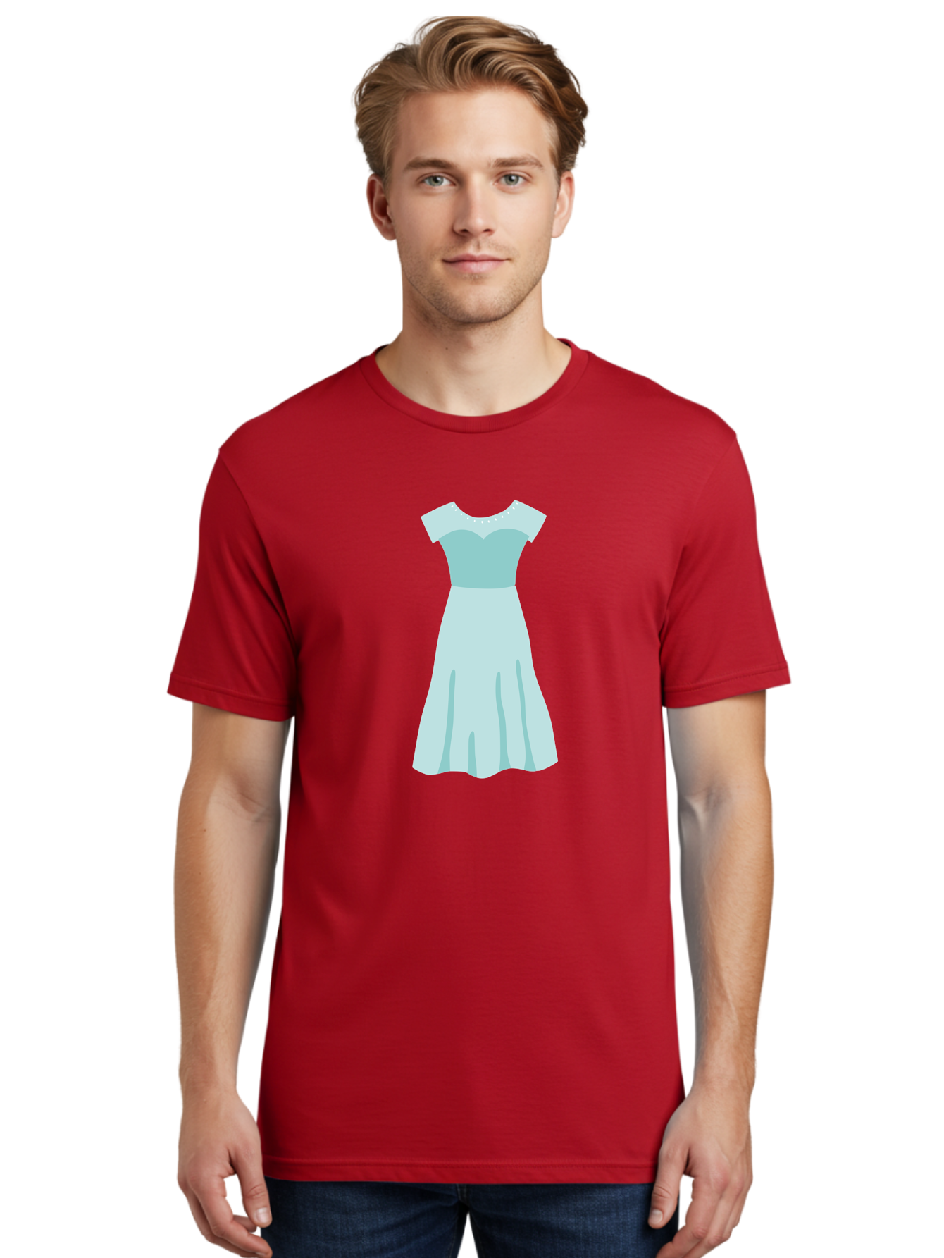 Baby-Blue-Sweetheart-Dress Men'S Graphic Tee, 100% Cotton, Comfortable Casual Summer Wear, Machine Washable, Simple Dress, Sweetheart Neckline, Short Sleeves, Knee-Length Dress, Minimalist Fashion, Simple Elegance, Feminine Style, Aab999 14