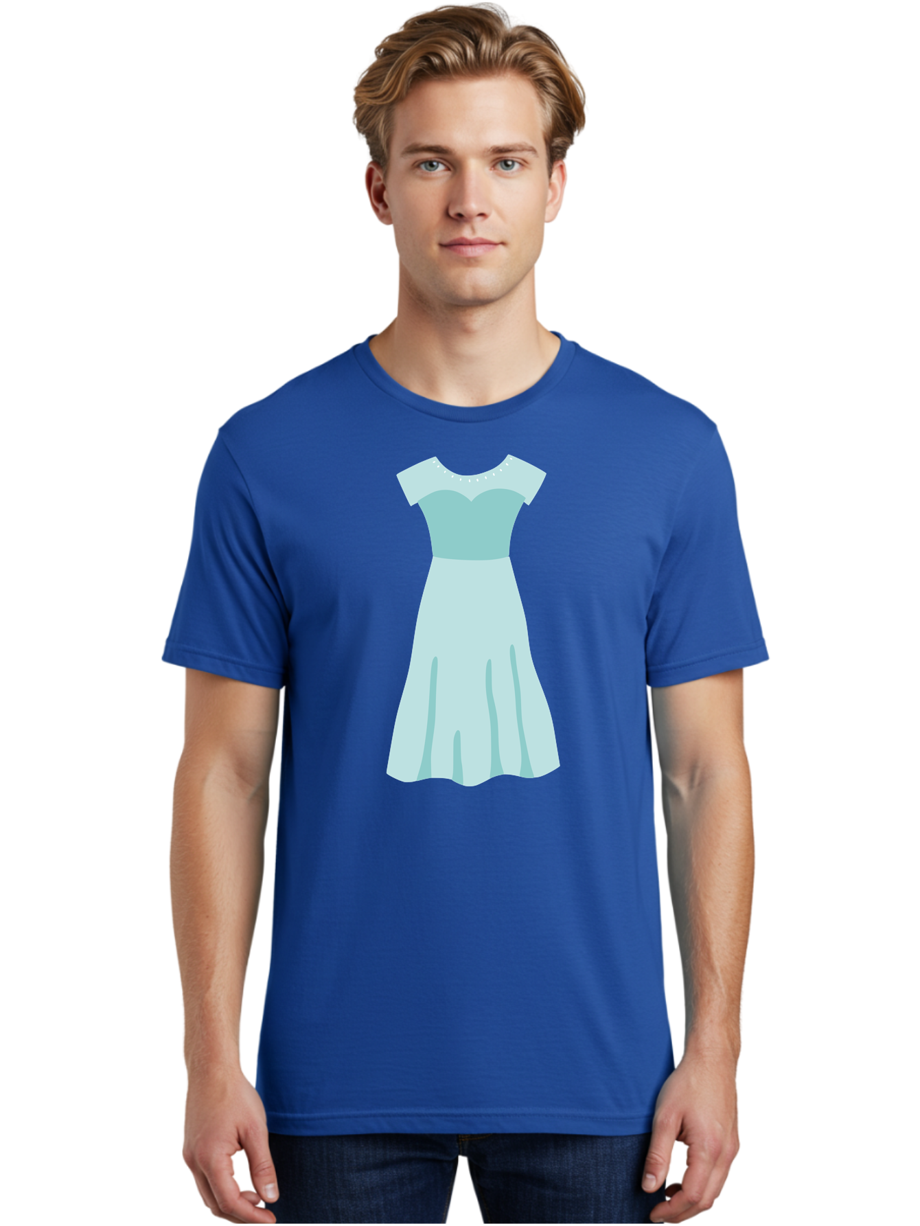 Baby-Blue-Sweetheart-Dress Men'S Graphic Tee, 100% Cotton, Comfortable Casual Summer Wear, Machine Washable, Simple Dress, Sweetheart Neckline, Short Sleeves, Knee-Length Dress, Minimalist Fashion, Simple Elegance, Feminine Style, Aab999 24