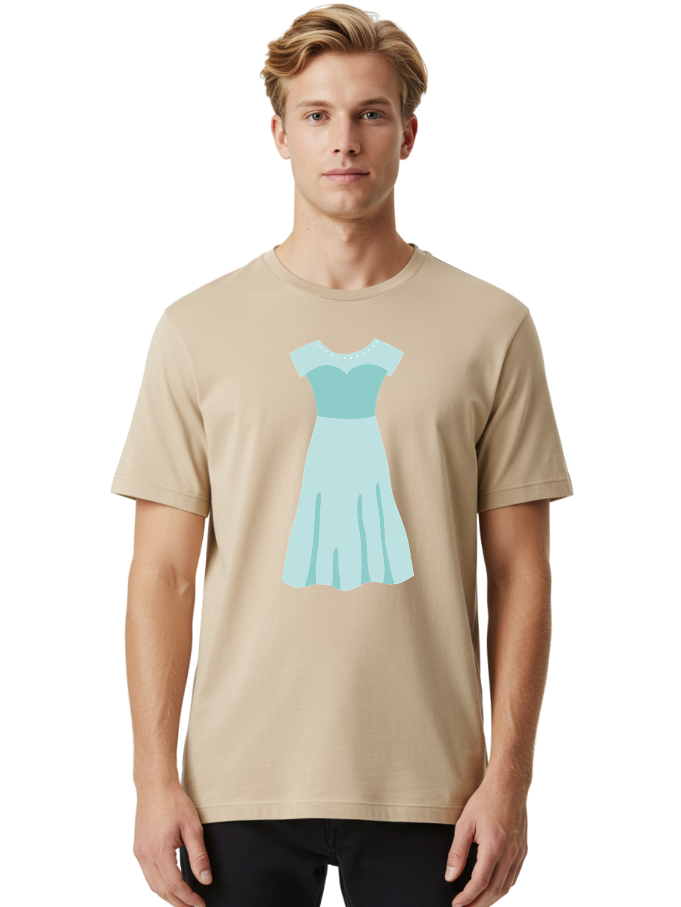 Baby-Blue-Sweetheart-Dress Men'S Graphic Tee, 100% Cotton, Comfortable Casual Summer Wear, Machine Washable, Simple Dress, Sweetheart Neckline, Short Sleeves, Knee-Length Dress, Minimalist Fashion, Simple Elegance, Feminine Style, Aab999 20