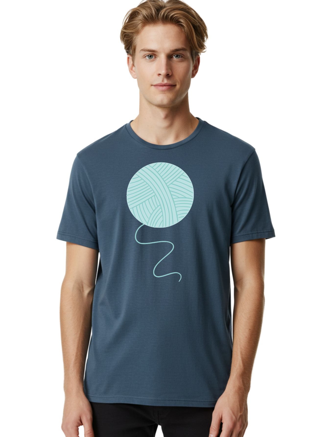 Ball-Of-Yarn Men'S Graphic Tee, 100% Cotton, Comfortable Casual Summer Wear, Machine Washable, Ball Of Yarn, Knitting Supplies, Crafting Essentials, Yarn Thread, Creative Hobbies, Handmade Crafts, Knitting Yarn Aac000 30