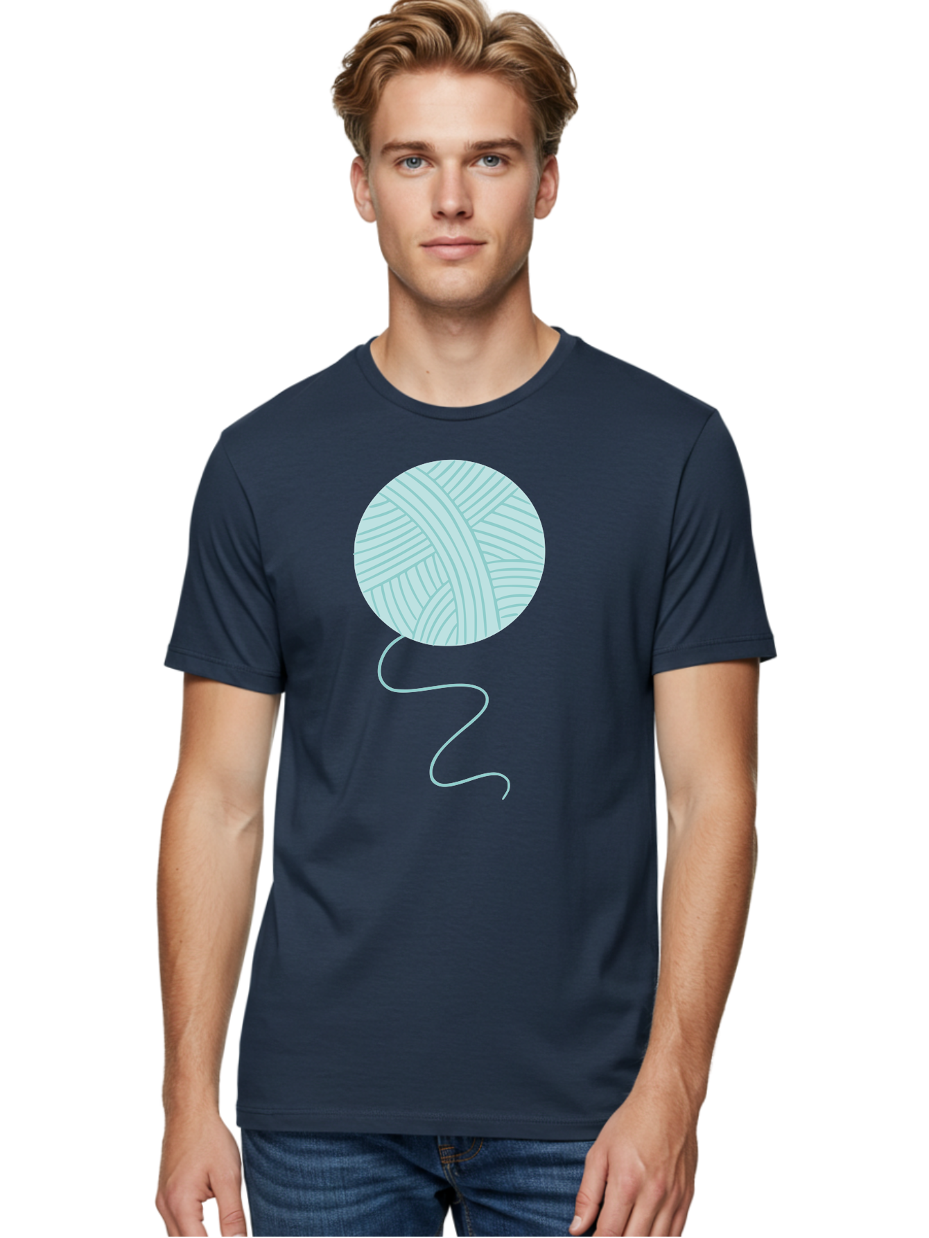 Ball-Of-Yarn Men'S Graphic Tee, 100% Cotton, Comfortable Casual Summer Wear, Machine Washable, Ball Of Yarn, Knitting Supplies, Crafting Essentials, Yarn Thread, Creative Hobbies, Handmade Crafts, Knitting Yarn Aac000 20