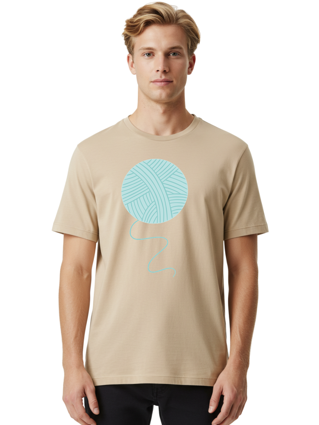 Ball-Of-Yarn Men'S Graphic Tee, 100% Cotton, Comfortable Casual Summer Wear, Machine Washable, Ball Of Yarn, Knitting Supplies, Crafting Essentials, Yarn Thread, Creative Hobbies, Handmade Crafts, Knitting Yarn Aac000 10