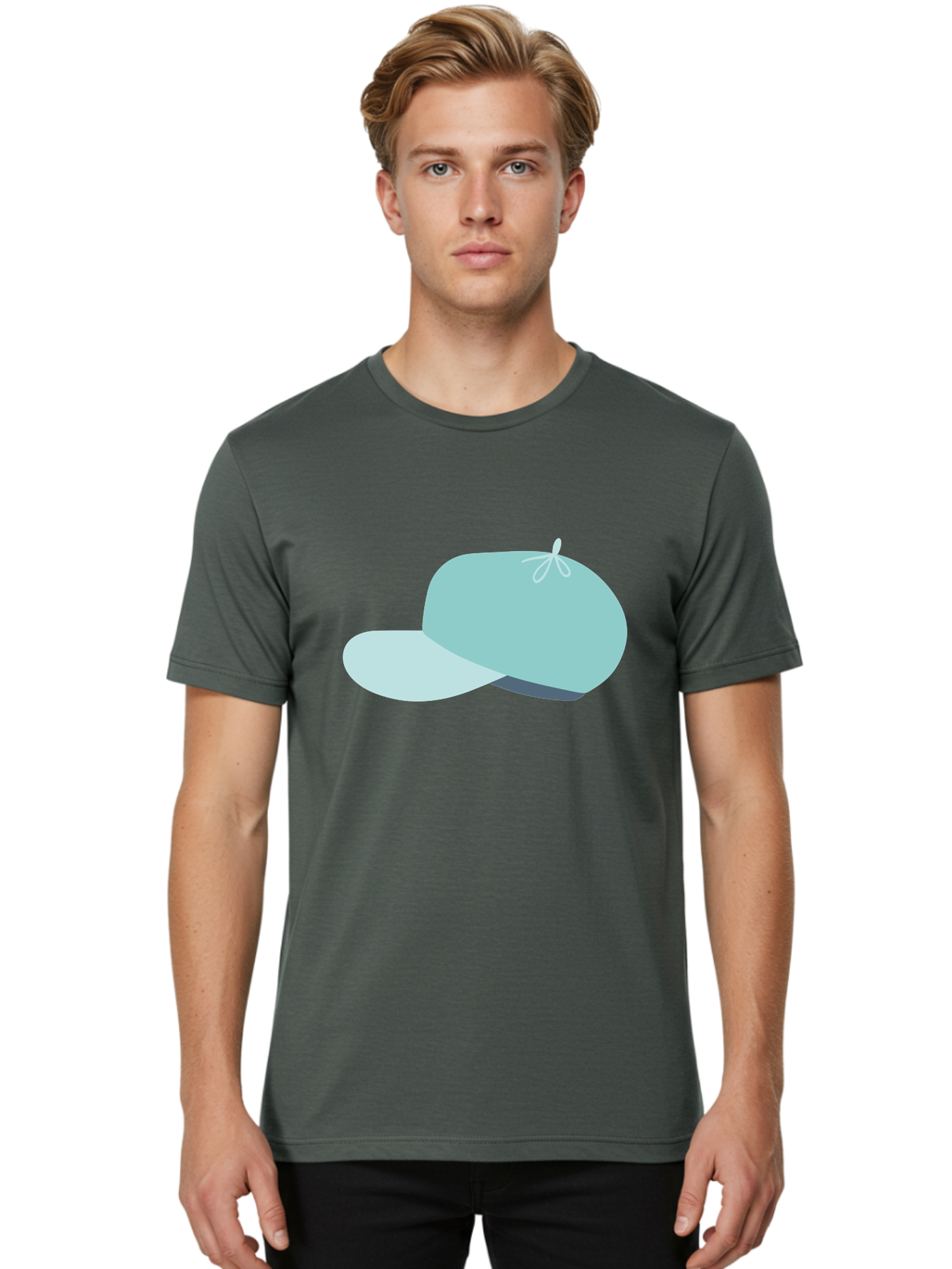 Baseball-Cap Men'S Graphic Tee, 100% Cotton, Comfortable Casual Summer Wear, Machine Washable, Baseball Cap, Sports Headwear, Casual Fashion, Adjustable Cap, Minimalist Design, Simple Style, Cap With Brim Aac001 24