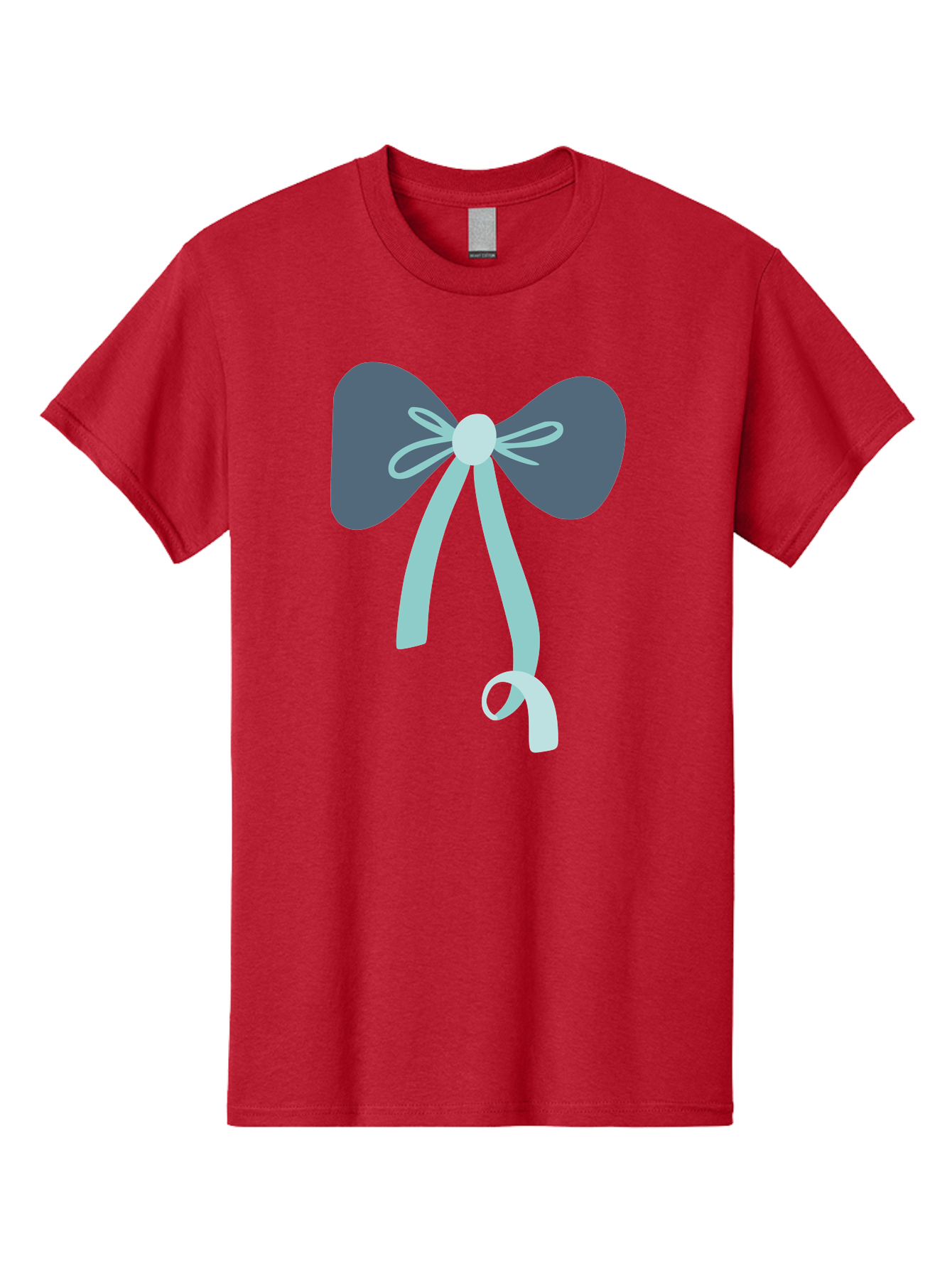 Bow-Ribbon Men'S Graphic Tee, 100% Cotton, Comfortable Casual Summer Wear, Machine Washable, Grey Bow, Blue Ribbon, Decorative Bow, Elegant Design, Stylish Accessory, Fashion Embellishment, Gift Wrapping, Party Decoration Aac004 23