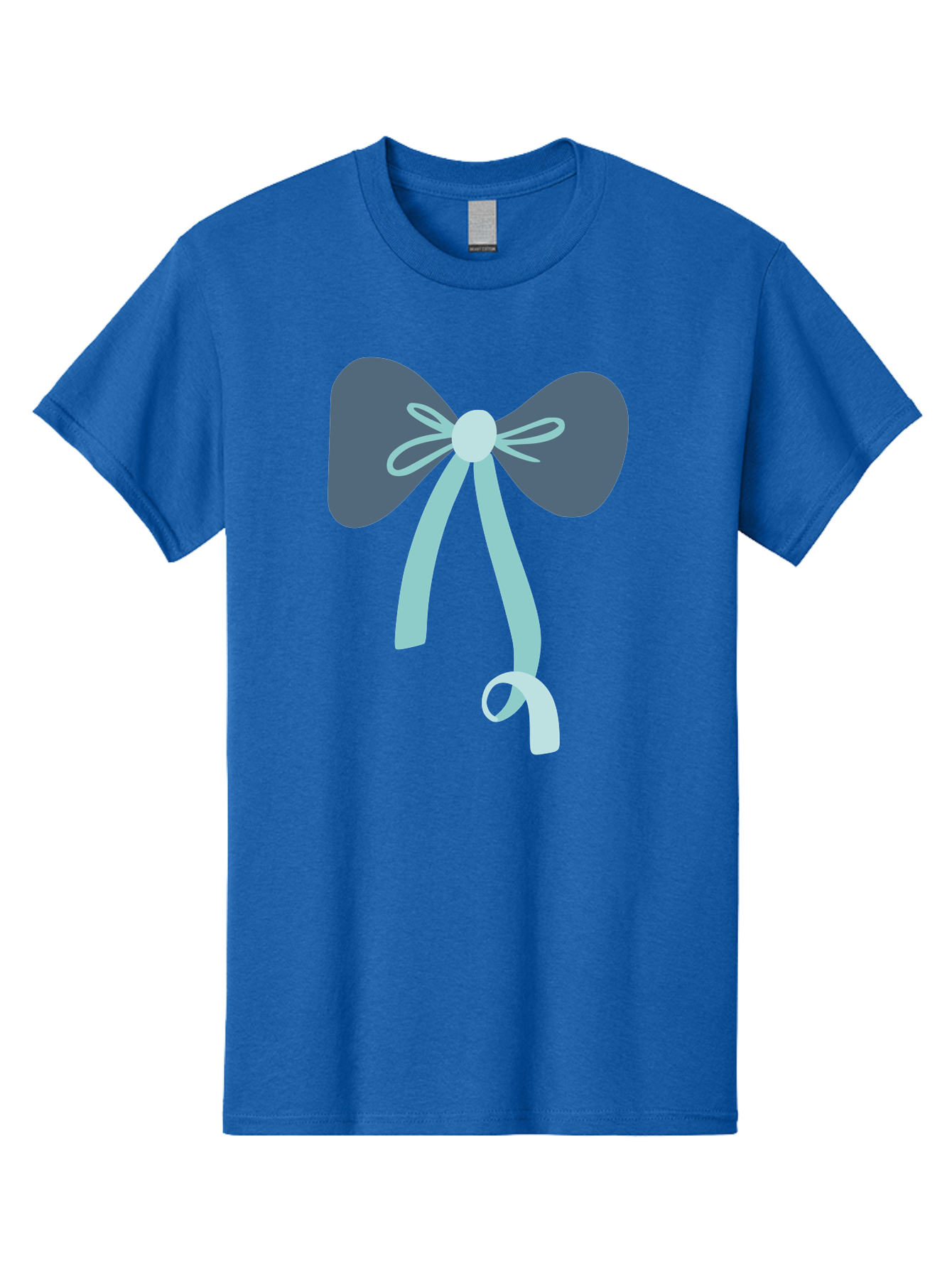 Bow-Ribbon Men'S Graphic Tee, 100% Cotton, Comfortable Casual Summer Wear, Machine Washable, Grey Bow, Blue Ribbon, Decorative Bow, Elegant Design, Stylish Accessory, Fashion Embellishment, Gift Wrapping, Party Decoration Aac004 17