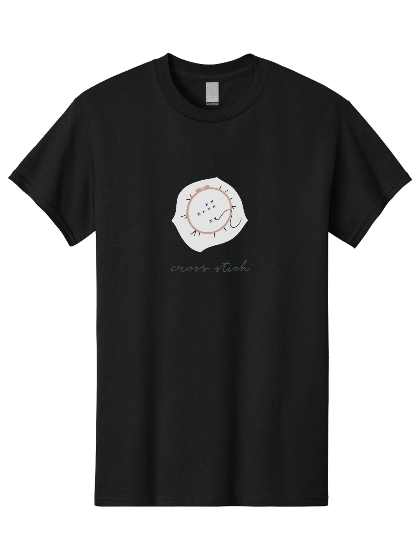 Cross-Stitch-1 Men'S Graphic Tee, 100% Cotton, Comfortable Casual Summer Wear, Machine Washable, Embroidery Hoop, Cross Stitch Pattern, Needlework Art, Hand-Stitched Design, Black Thread, Needle And Thread, Embroidery Inspiration, Aac010 23