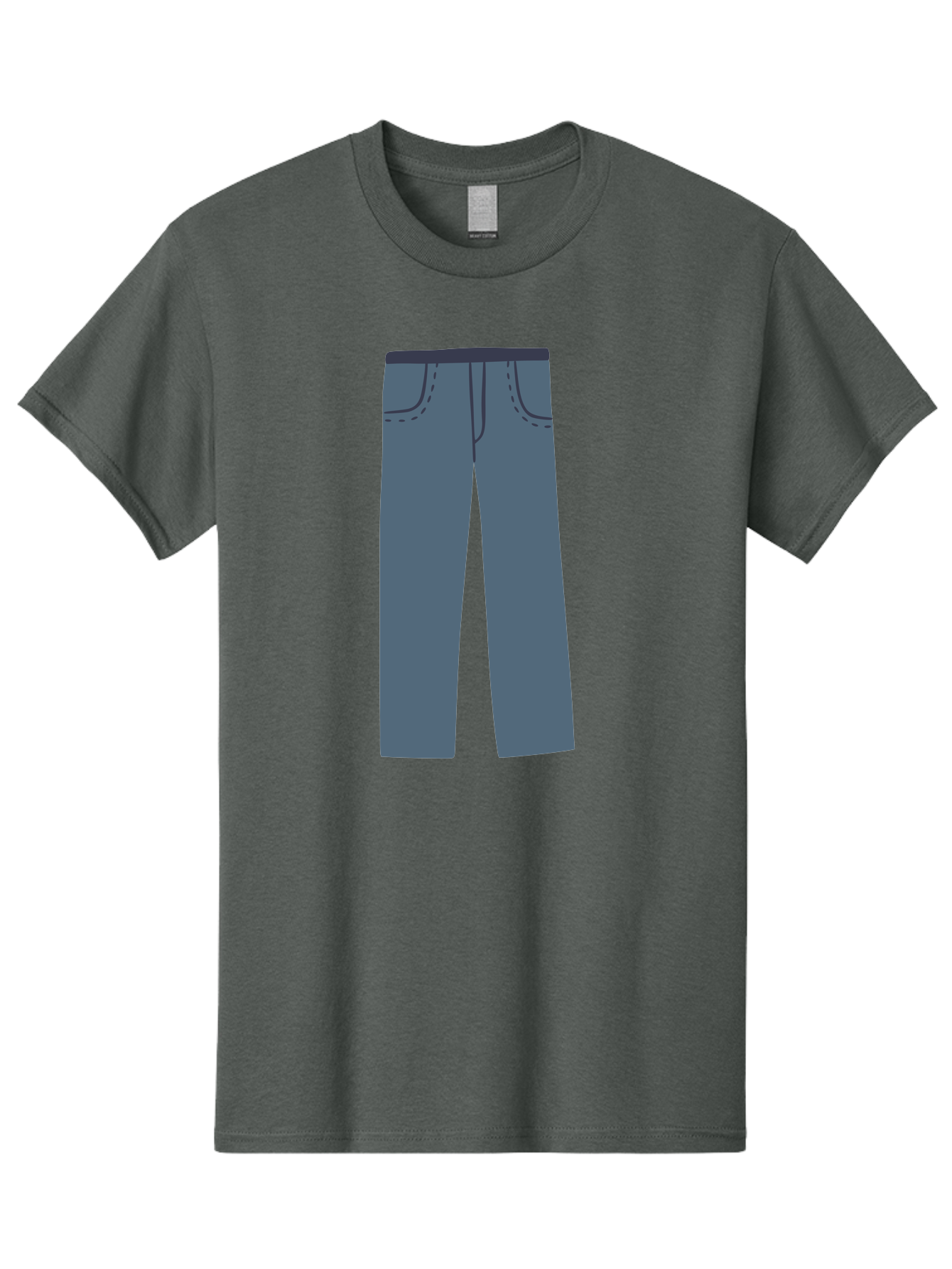 Dark-Blue-Jeans Men'S Graphic Tee, 100% Cotton, Comfortable Casual Summer Wear, Machine Washable, Gray Trousers, Straight Leg Pants, Simple Design, Minimalist Style, Fashion Illustration, Clothing Graphic, Dark Gray Color Aac014 17
