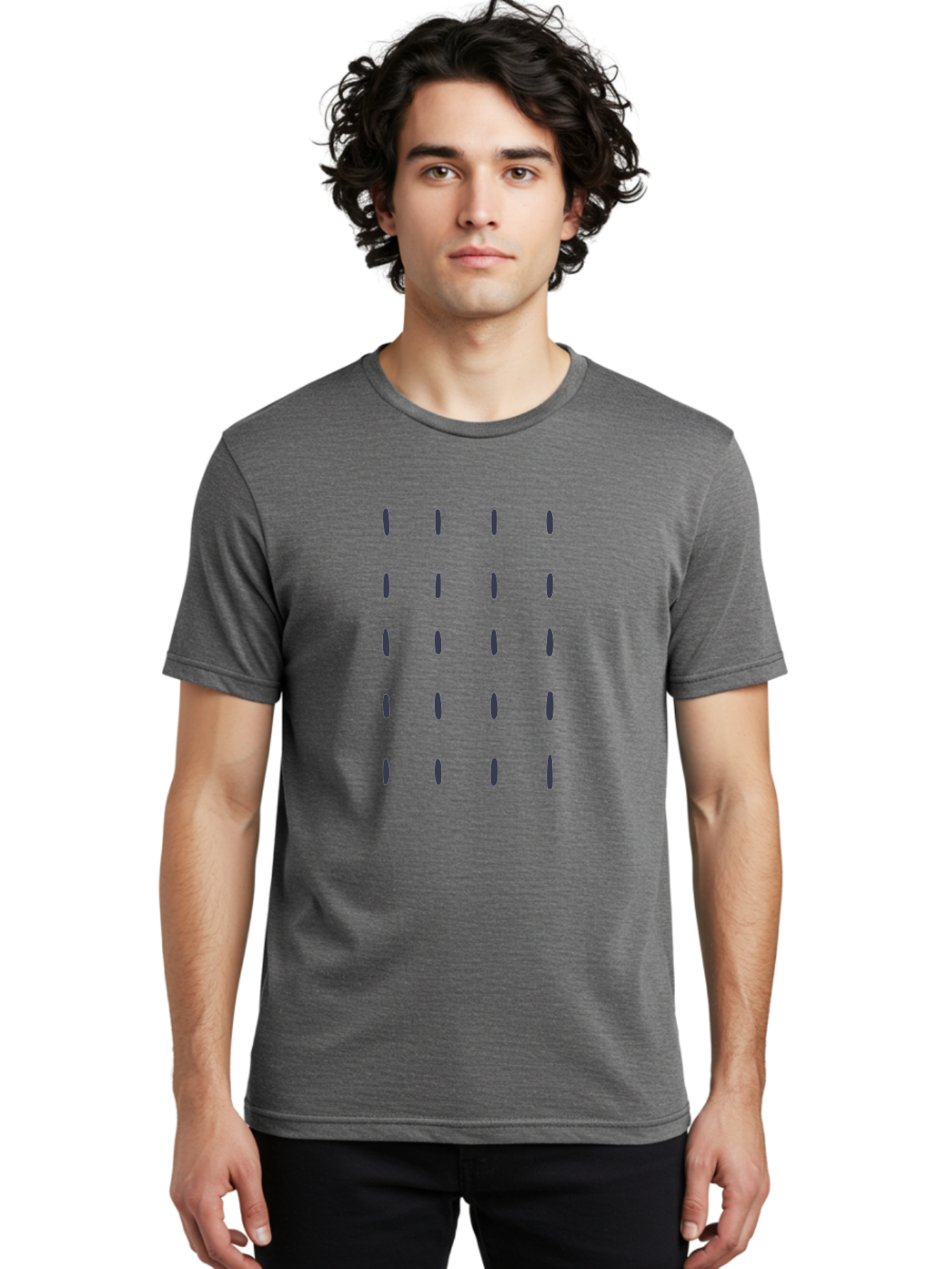Dashes-Pattern Men'S Graphic Tee, 100% Cotton, Comfortable Casual Summer Wear, Machine Washable, Gray Ovals Pattern, Symmetrical Design, Minimalist Aesthetic, Modern Art, Grid Layout, Simple Shapes, Contemporary Style, Abstract Pattern Aac017 24