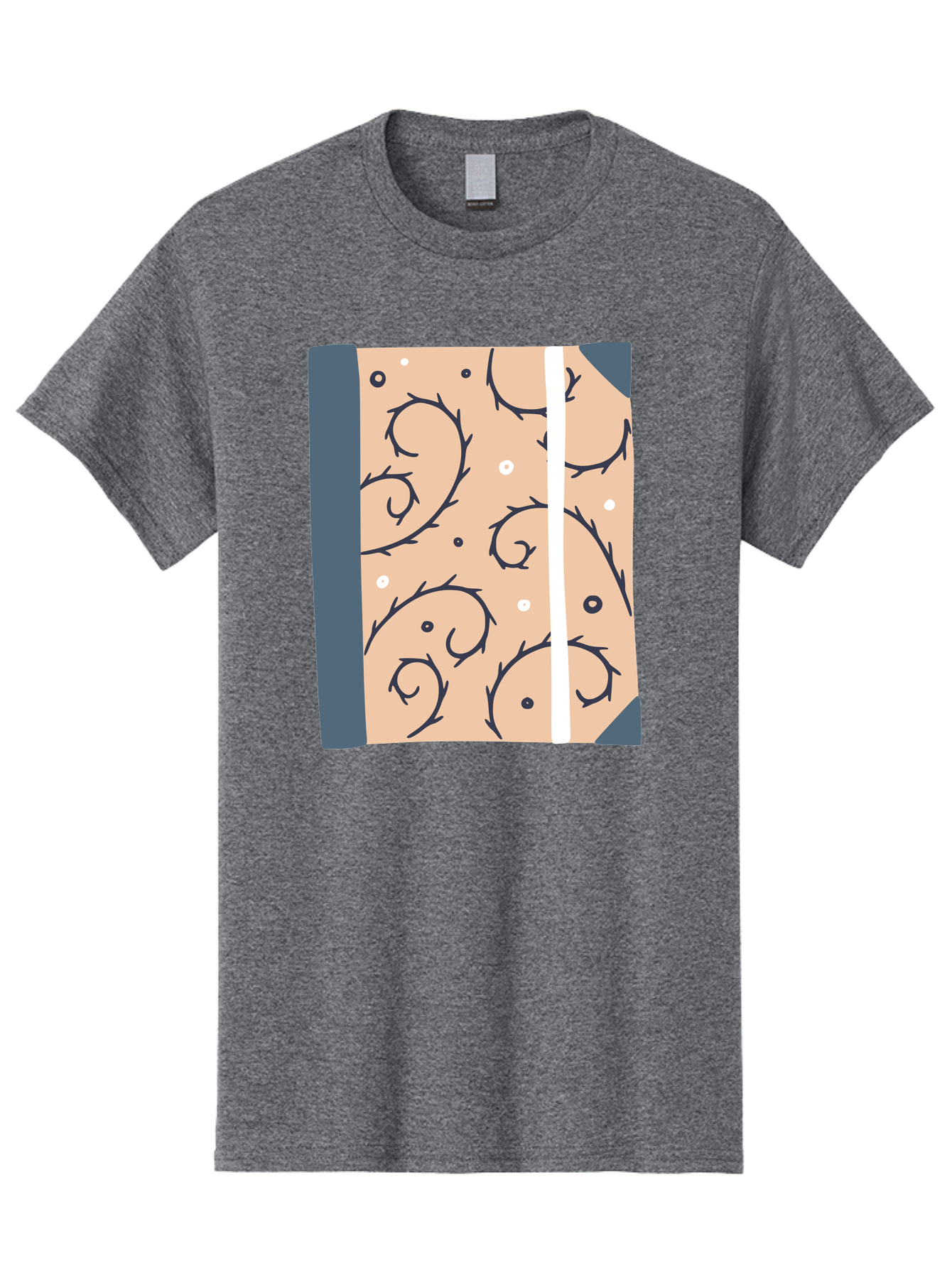 Fish-Pattern-Book Men'S Graphic Tee, 100% Cotton, Comfortable Casual Summer Wear, Machine Washable, Notebook, Journal, Fish Pattern, Peach Background, Blue Binding, Creative Design, Stationery, School Supplies, Organization Tools, Writing Pad, Aac032 7