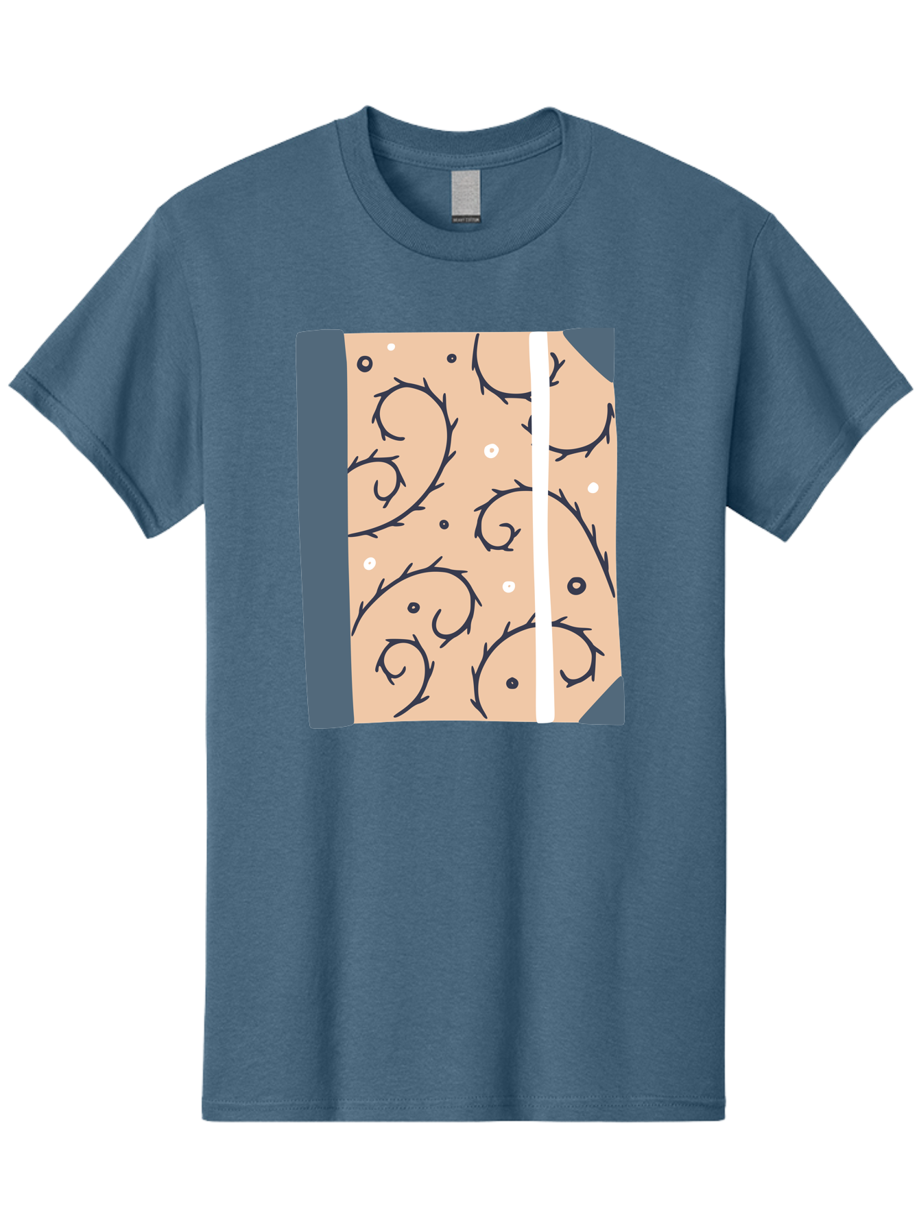 Fish-Pattern-Book Men'S Graphic Tee, 100% Cotton, Comfortable Casual Summer Wear, Machine Washable, Notebook, Journal, Fish Pattern, Peach Background, Blue Binding, Creative Design, Stationery, School Supplies, Organization Tools, Writing Pad, Aac032 5