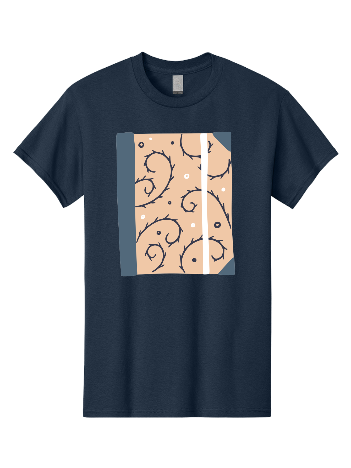 Fish-Pattern-Book Men'S Graphic Tee, 100% Cotton, Comfortable Casual Summer Wear, Machine Washable, Notebook, Journal, Fish Pattern, Peach Background, Blue Binding, Creative Design, Stationery, School Supplies, Organization Tools, Writing Pad, Aac032 21