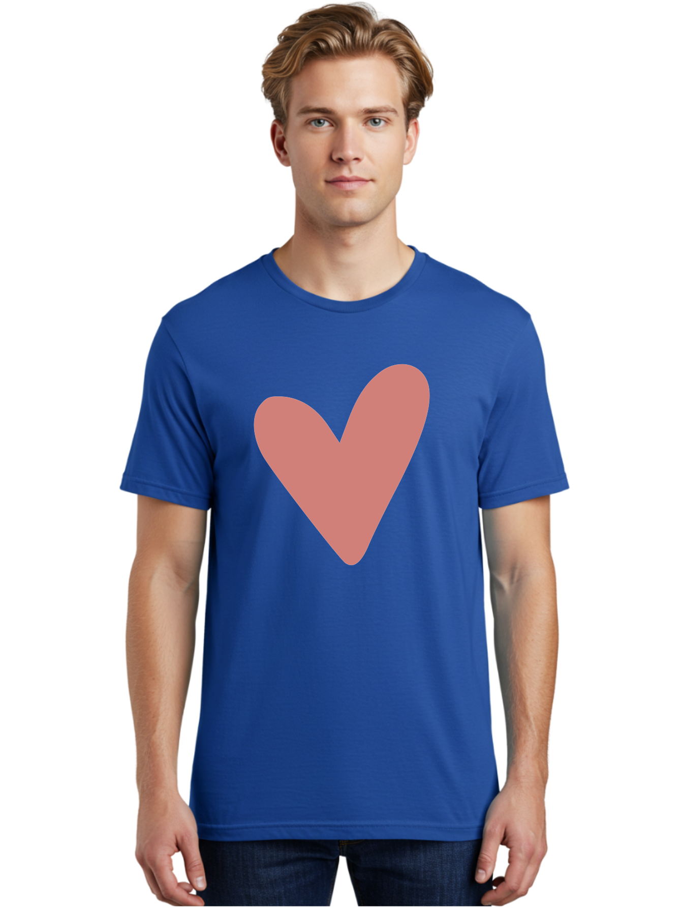 Heart Men'S Graphic Tee, 100% Cotton, Comfortable Casual Summer Wear, Machine Washable, Pink Heart, Love Symbol, Heart Icon, Cute Design, Minimalist Art, Simple Heart, Pink Color, Heart Shape Aac048 12